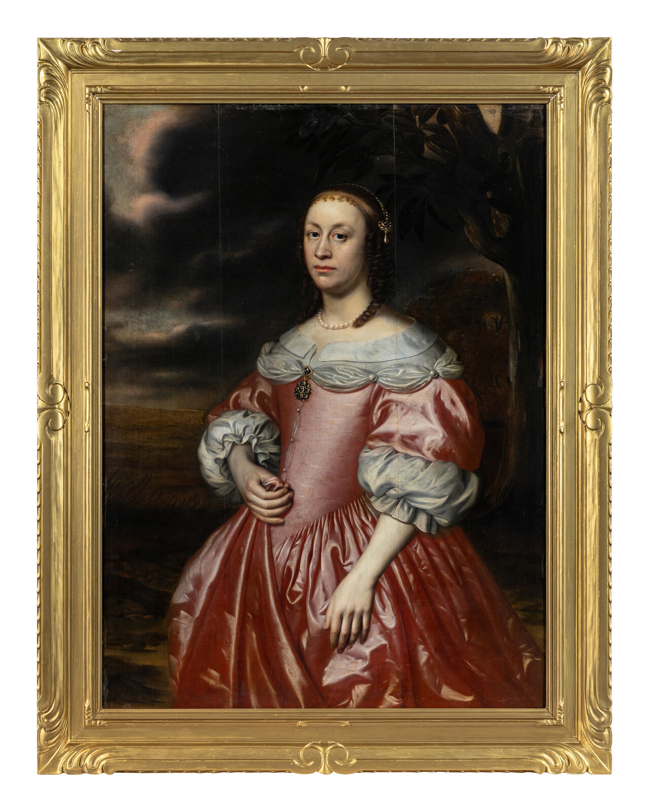 Appraisal: Dutch School th Century Portrait of a Ladyoil on cradled