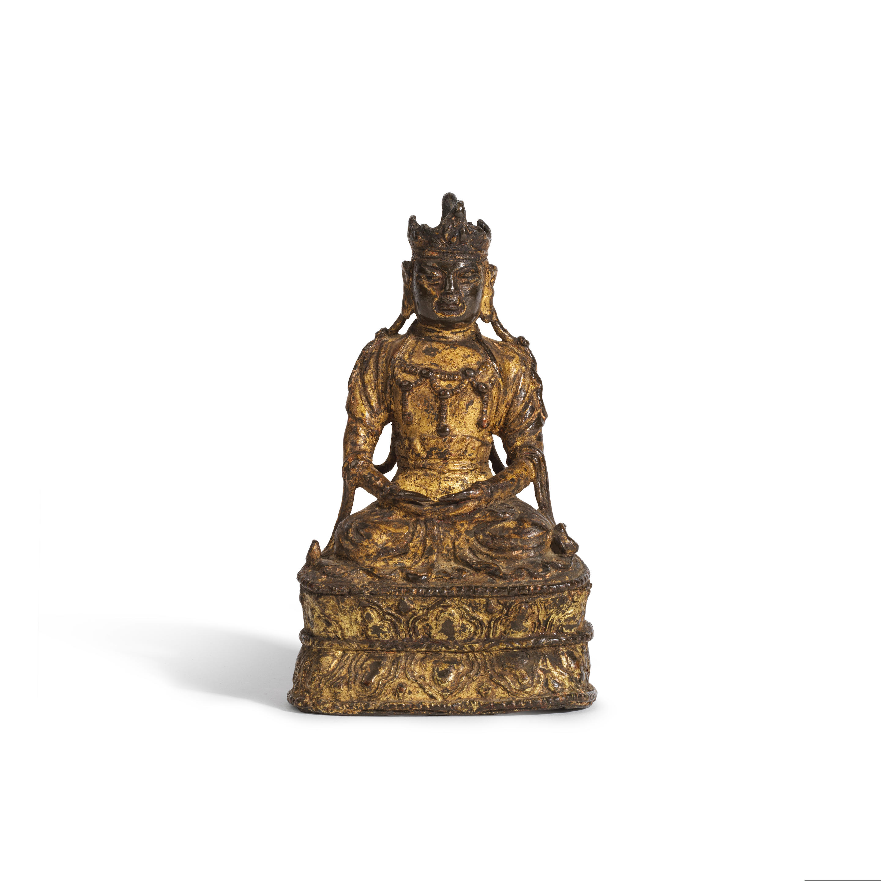 Appraisal: STATUETTE DE BOUDDHA EN BRONZE LAQU OR Dynastie Ming -