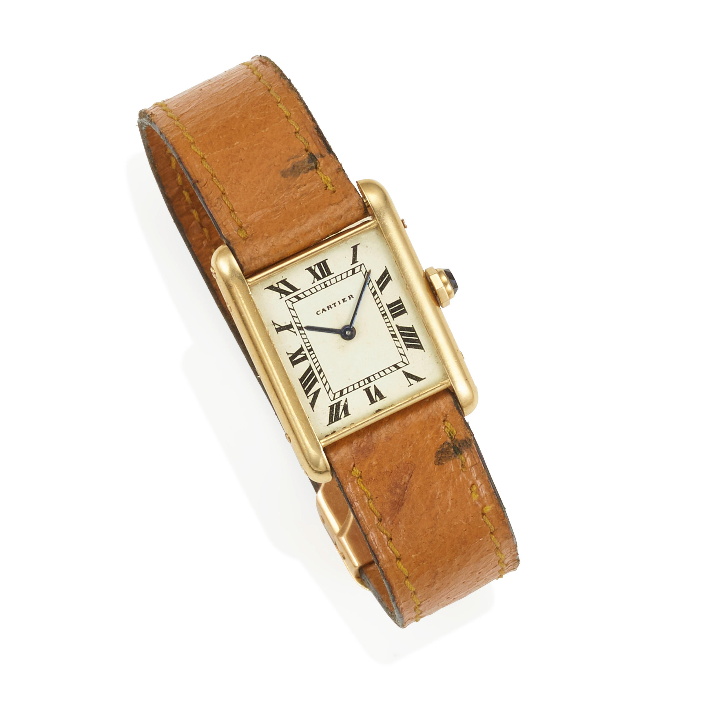 Appraisal: CARTIER AN K GOLD WRISTWATCH Designed with a manual movement