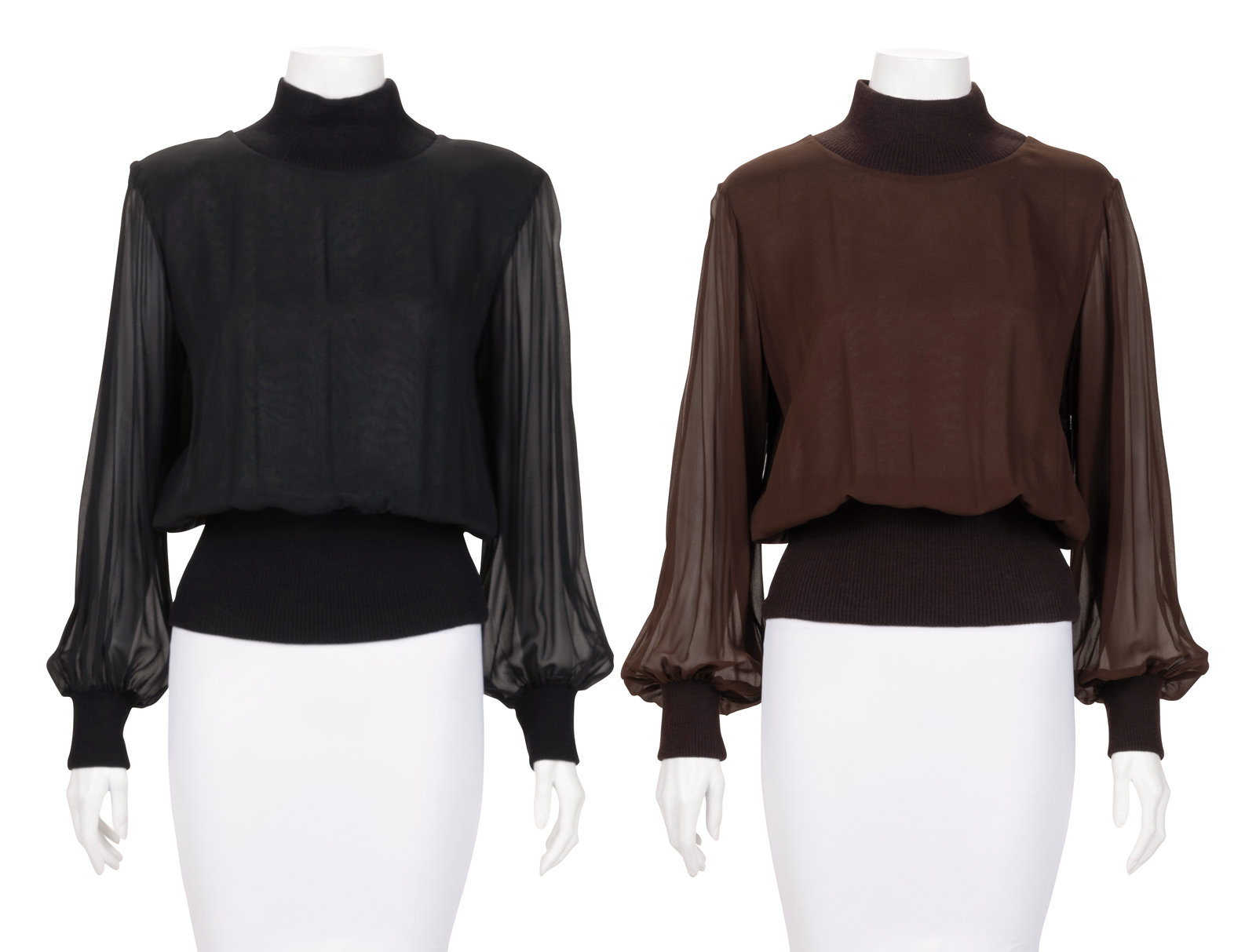 Appraisal: Two Yves Saint Laurent Haute Couture Knit Tops with Sheer