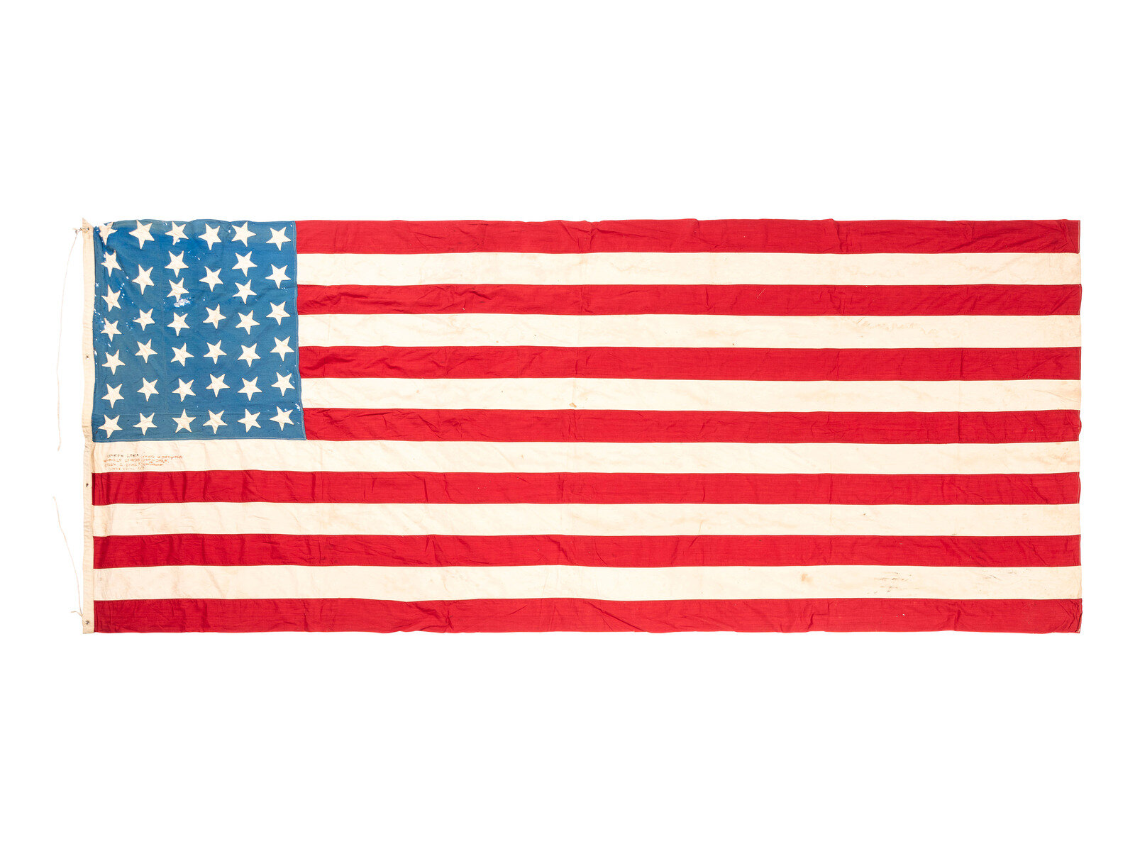 Appraisal: FLAGS -star American flag Ca x in machine-sewn cotton flag