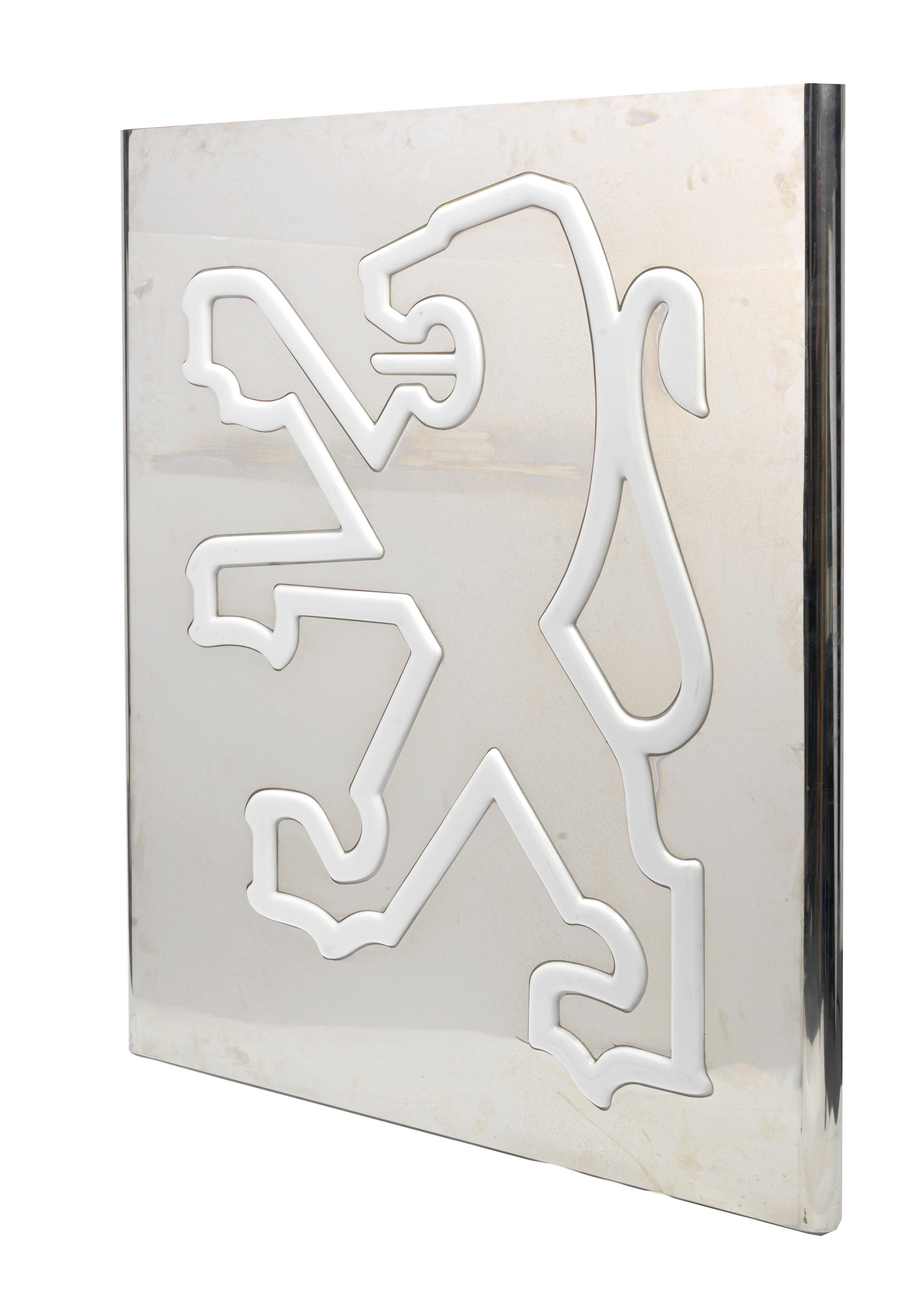 Appraisal: A PEUGEOT DEALER'S ILLUMINATED SIGN single sided metal framework with