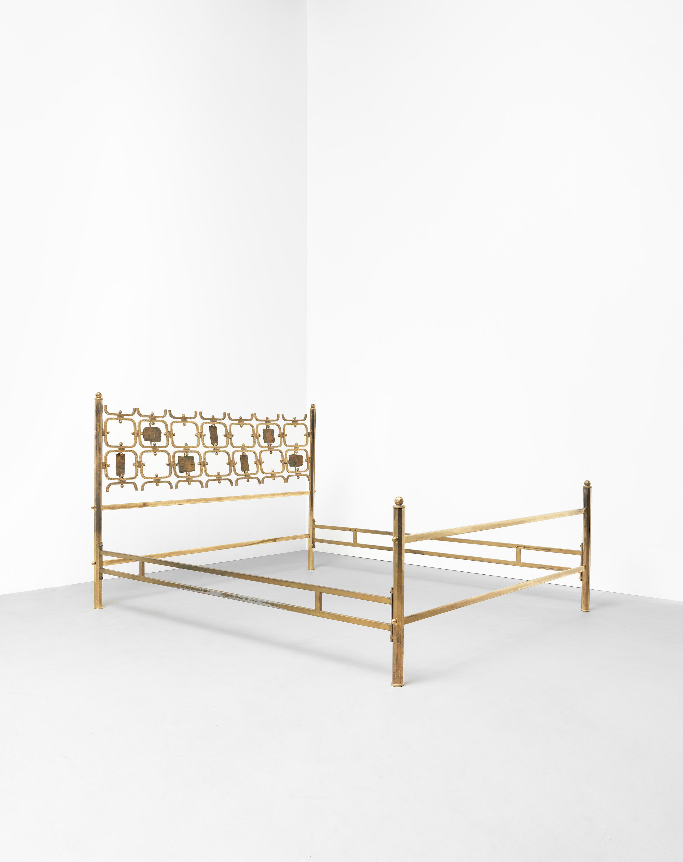 Appraisal: OSVALDO BORSANI AND ARNALDO POMODORO Bed s Brass brass-plated metal