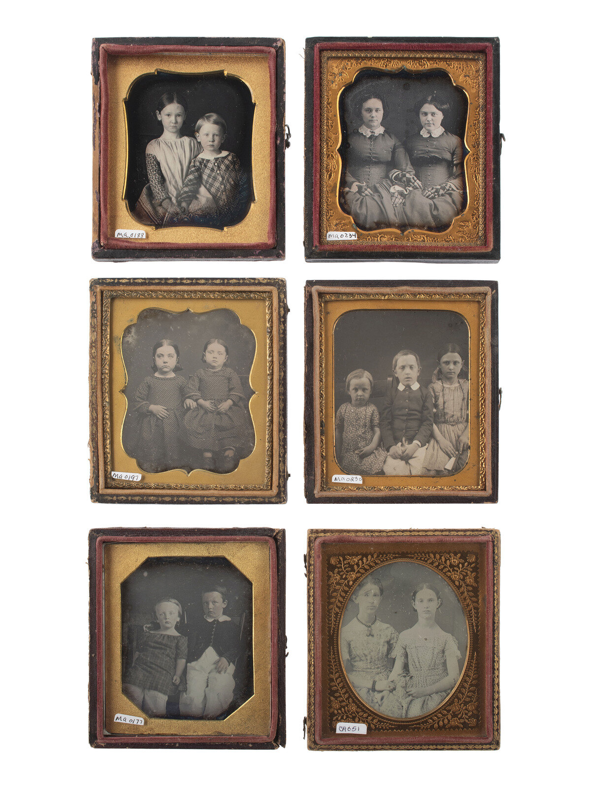 Appraisal: EARLY PHOTOG cased images of siblings incl half plate daguerreotype