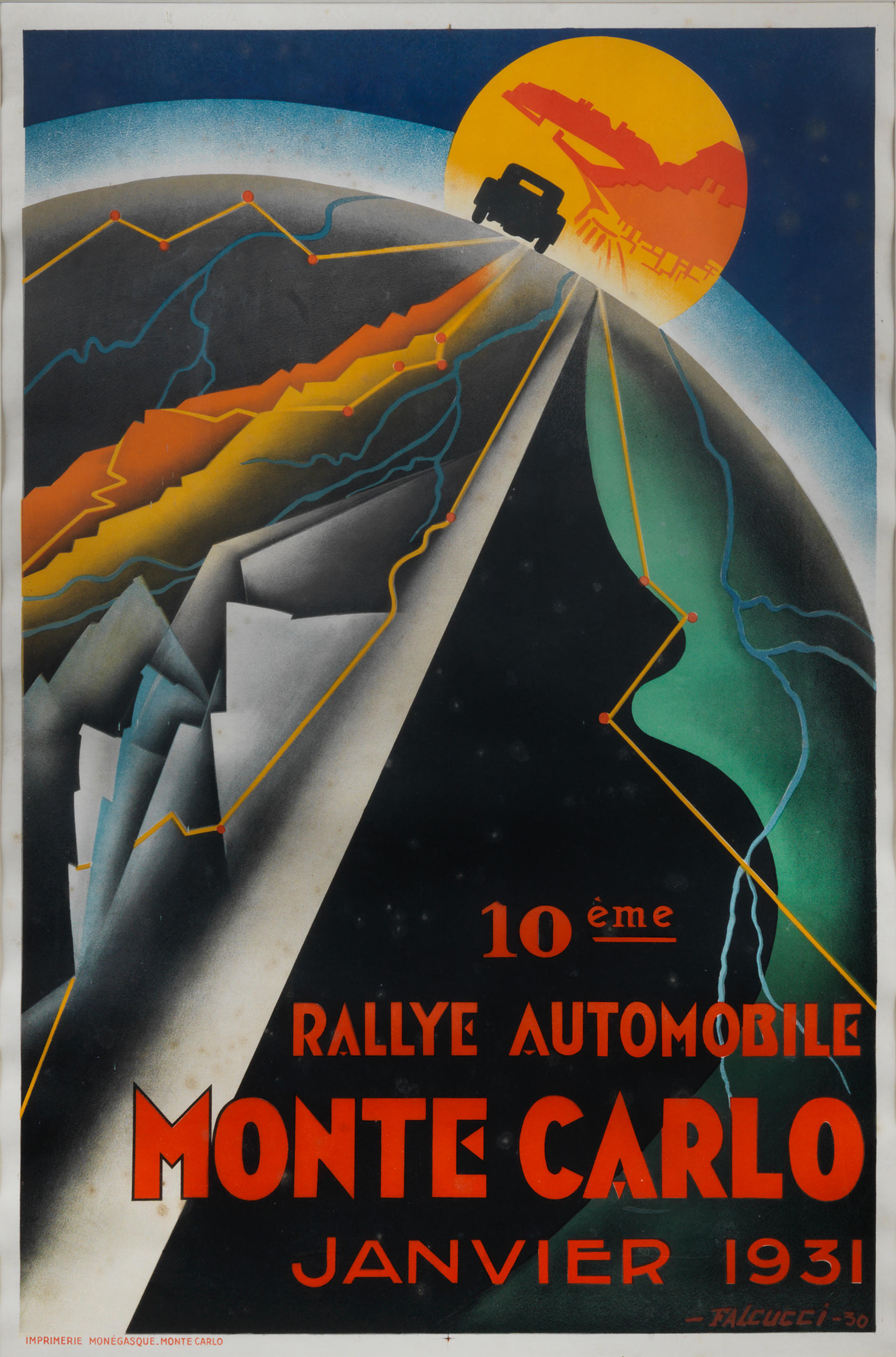 Appraisal: A MONTE CARLO RALLY POSTER AFTER FALCUCCI original colour lithographic