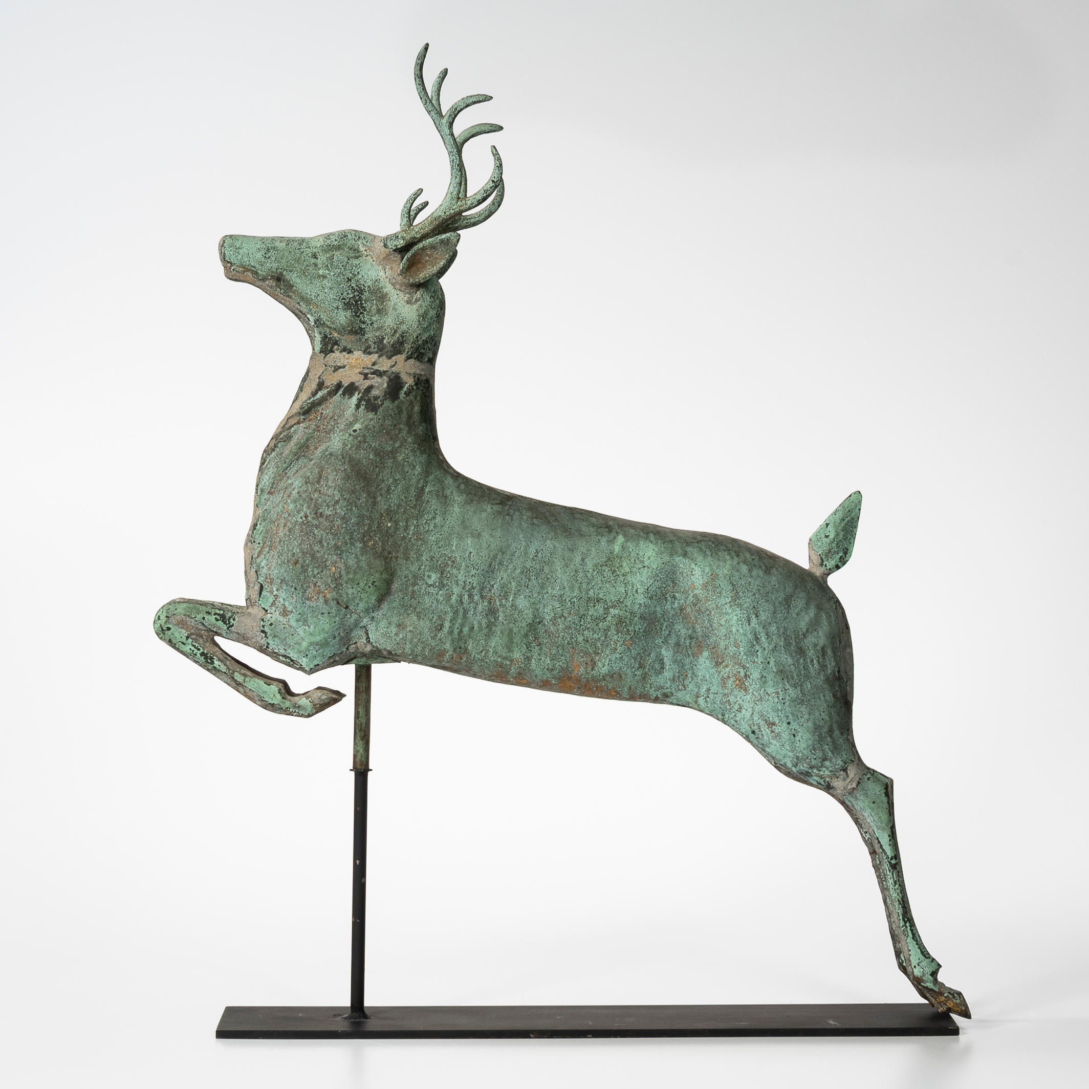 Appraisal: MOLDED COPPER AND ZINC LEAPING STAG WEATHERVANE probably J W