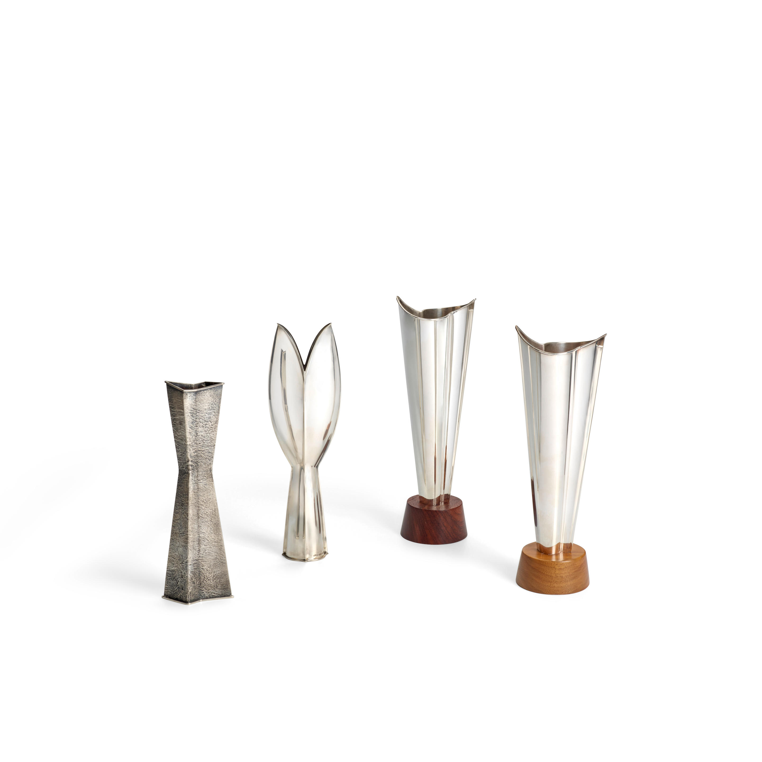 Appraisal: TAPIO WIRKKALA - Group of Four Silver Vases for Kultakeskus