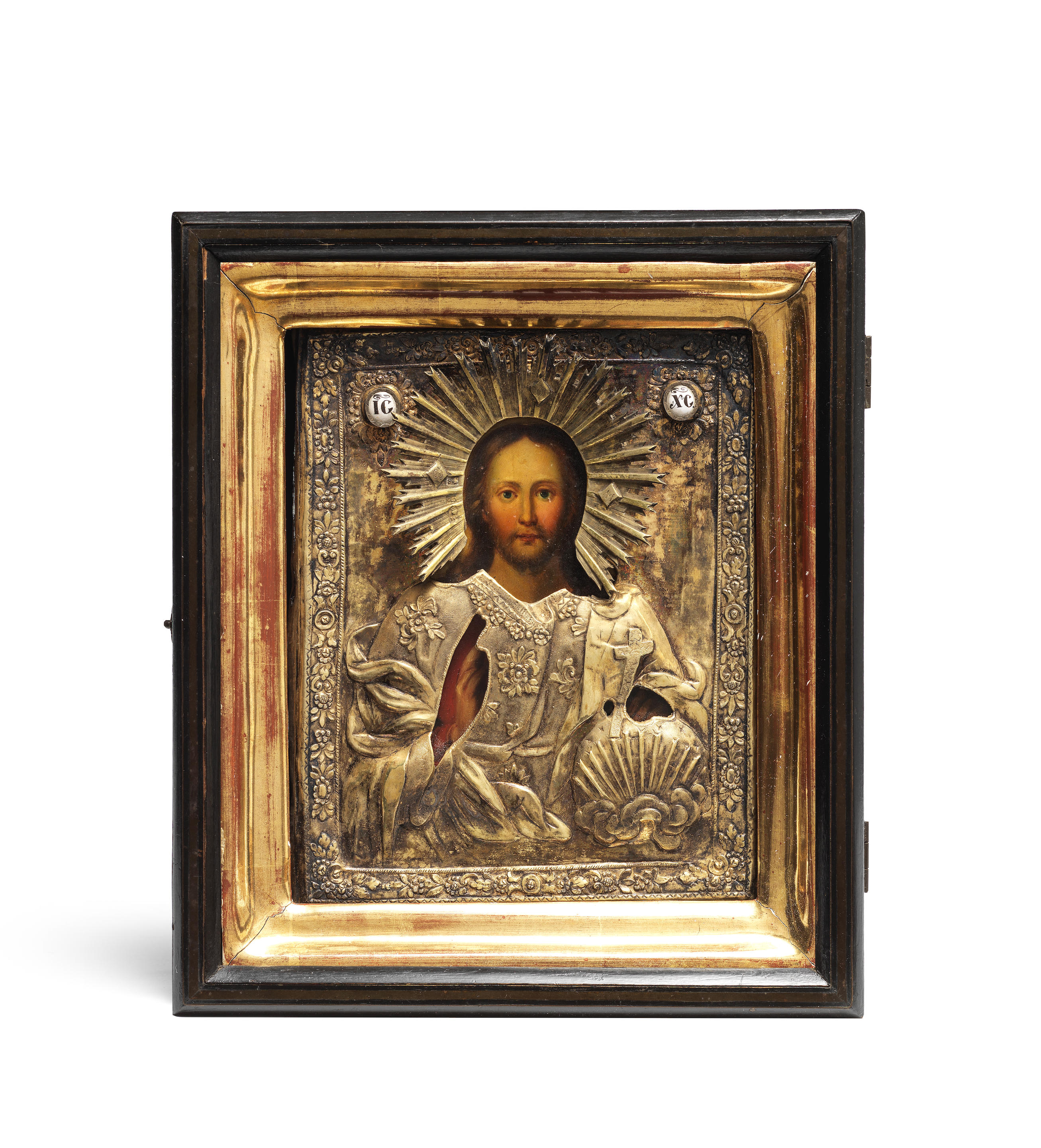 Appraisal: CHRIST PANTOCRATOR maker's mark in Cyrillic SD for Drozdov Sergey