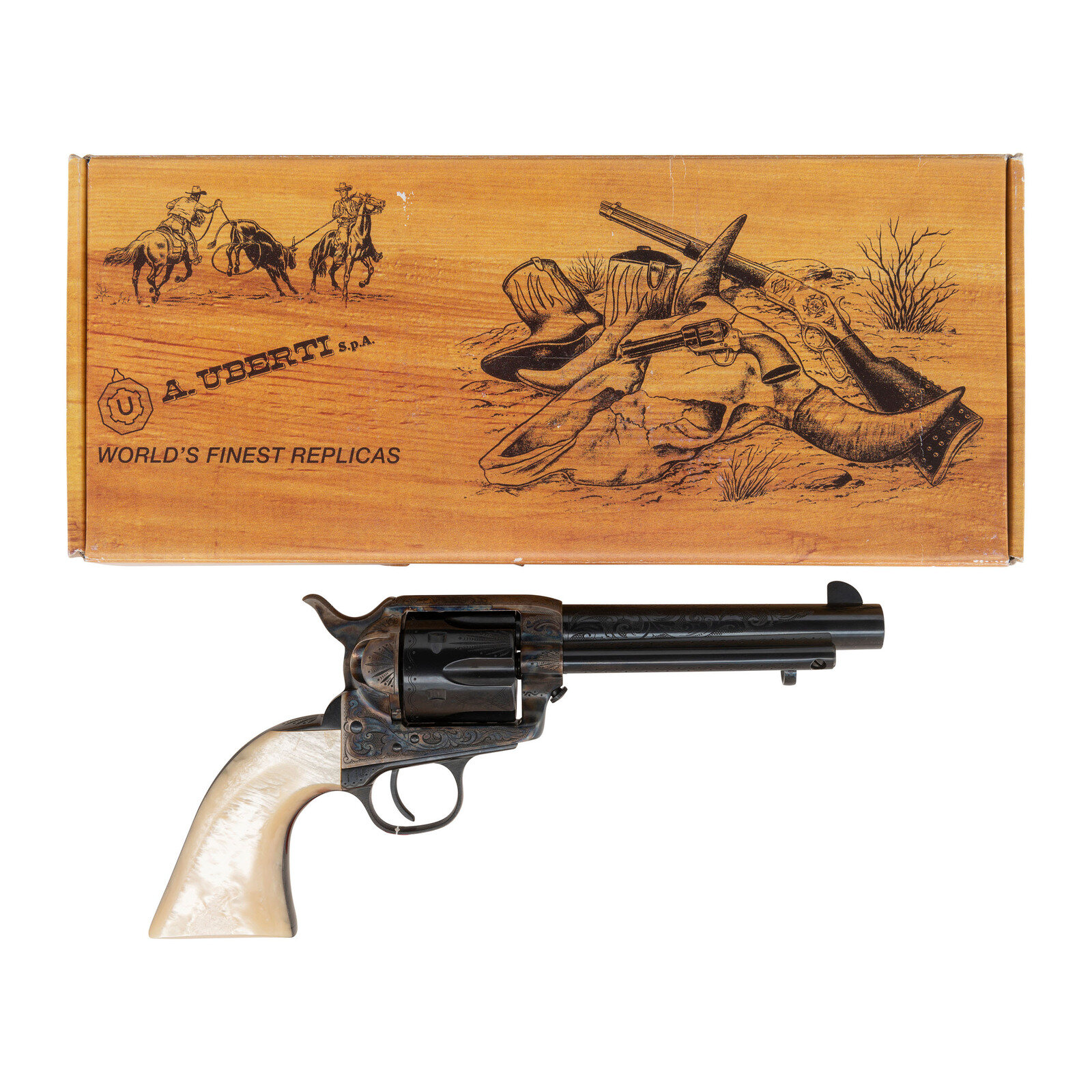 Appraisal: Engraved Uberti Cattleman Colt With Mother Of Pearl Grips in