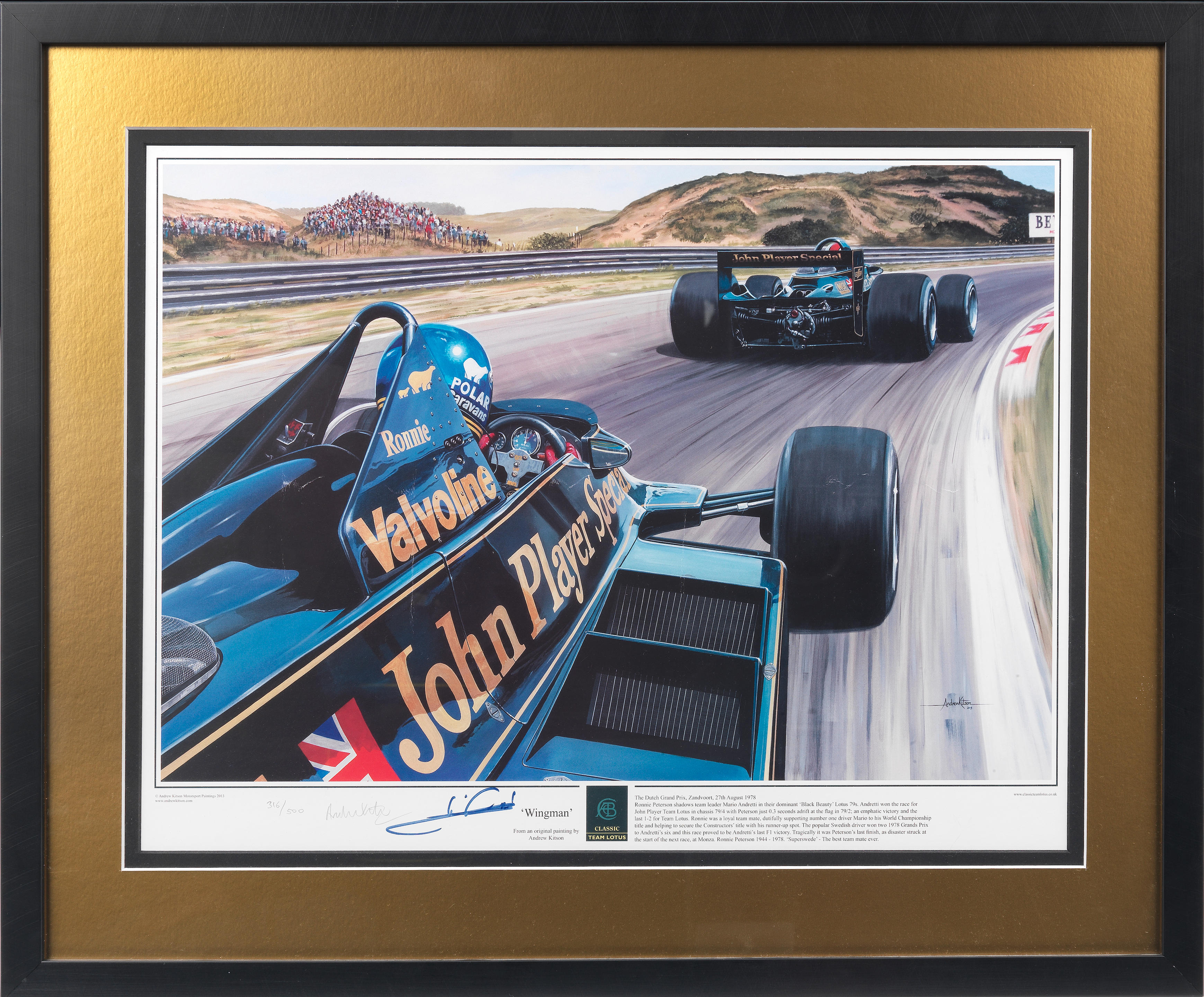 Appraisal: WINGMAN' A PRINT AFTER ANDREW KITSON SIGNED BY MARIO ANDRETTI