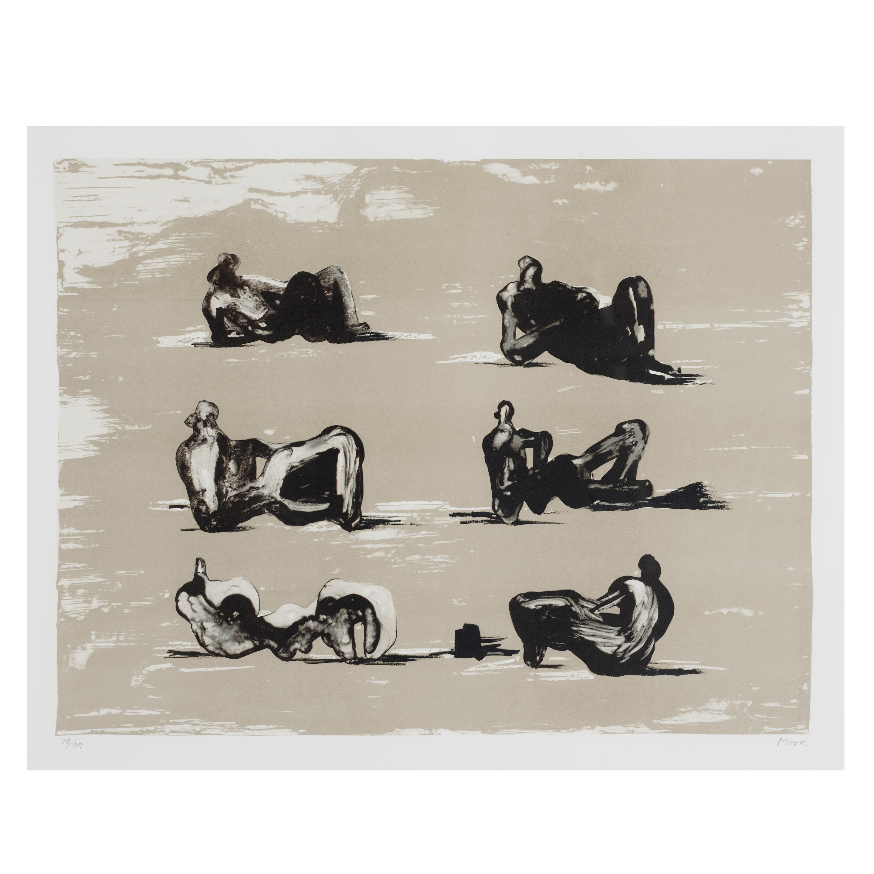 Appraisal: HENRY MOORE - Six Reclining Figures Cramer Lithograph in colors