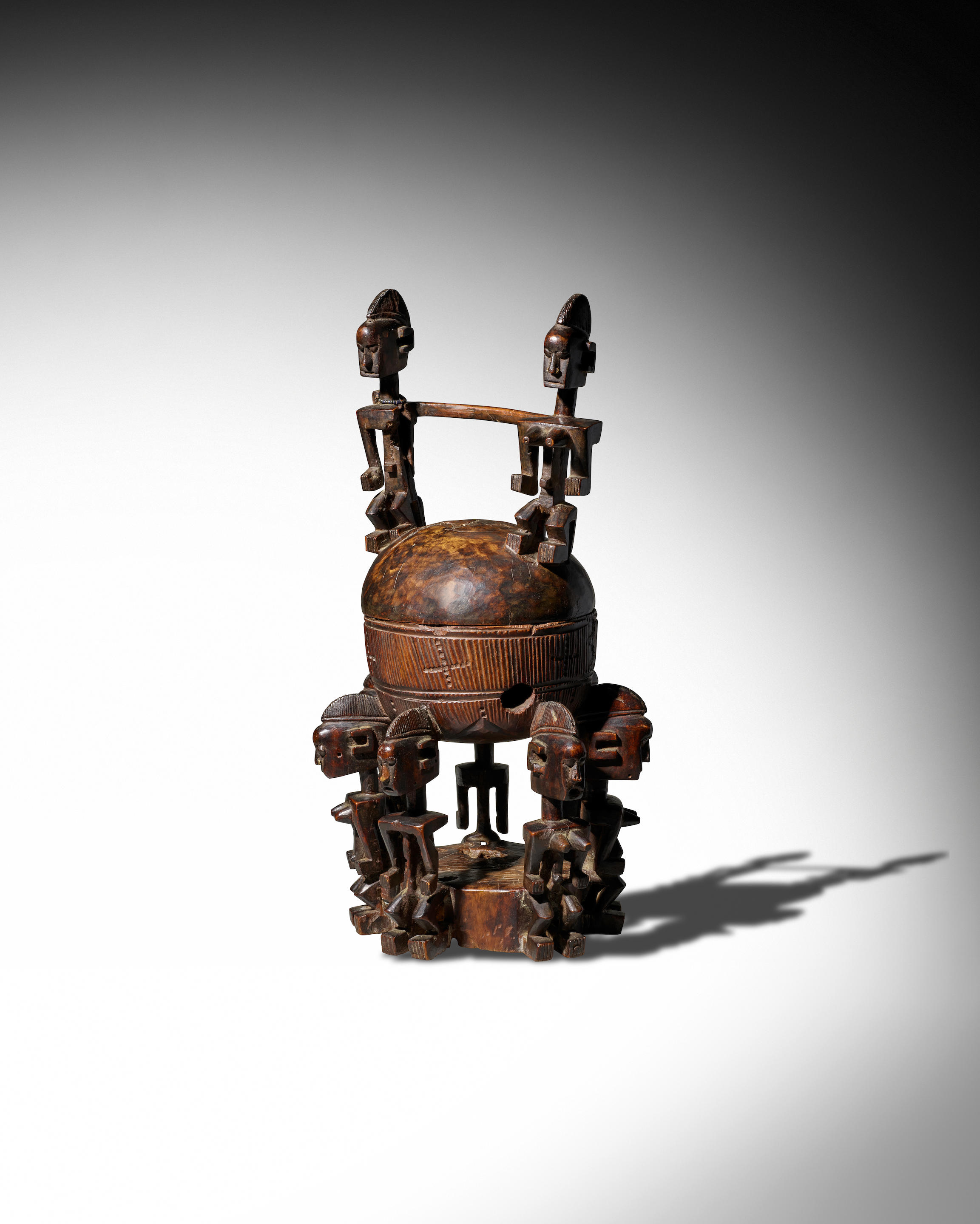 Appraisal: DOGON LIDDED CONTAINER MALI Wood with rich dark brown polished