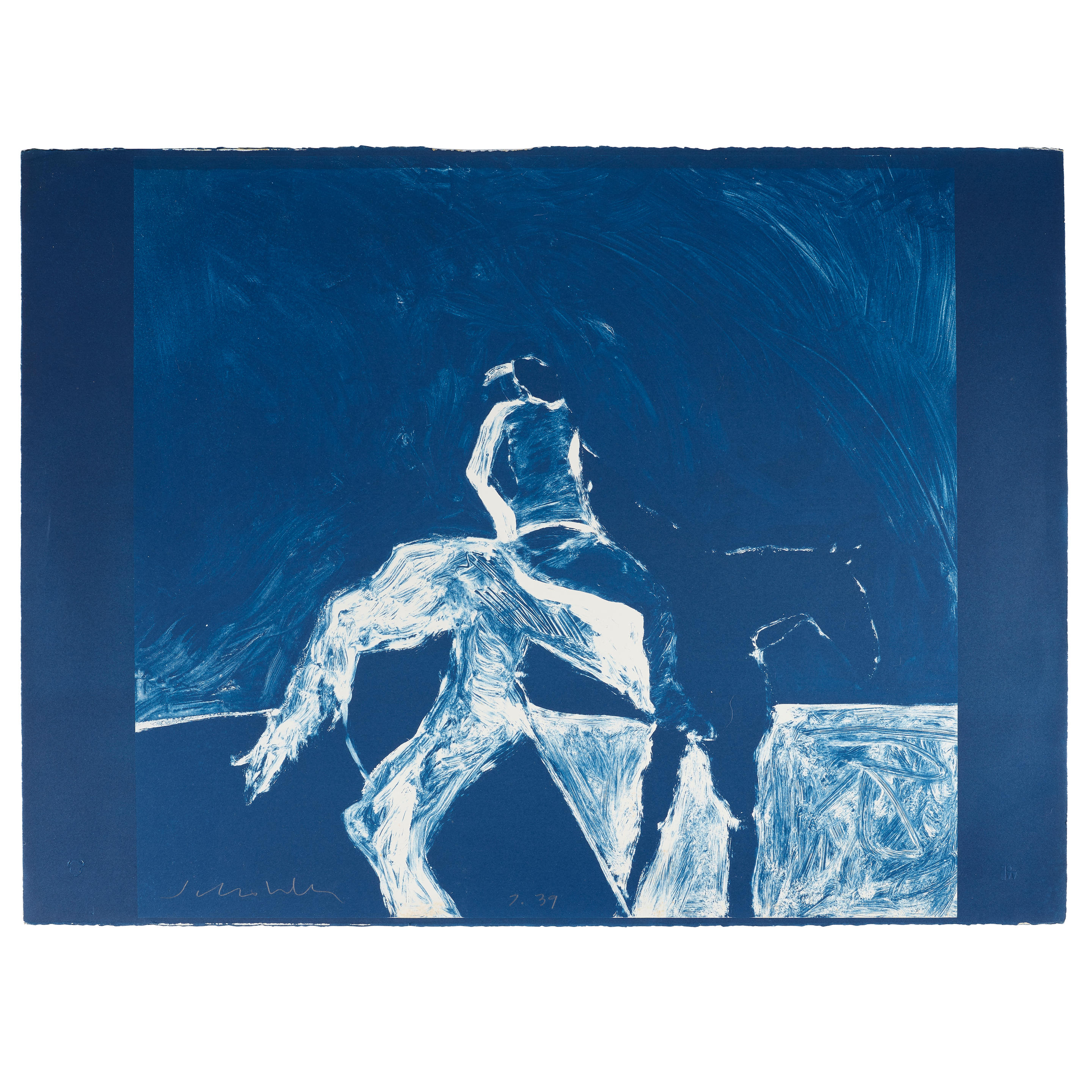 Appraisal: FRITZ SCHOLDER Luise o - Indian on Horse cyanotype clich