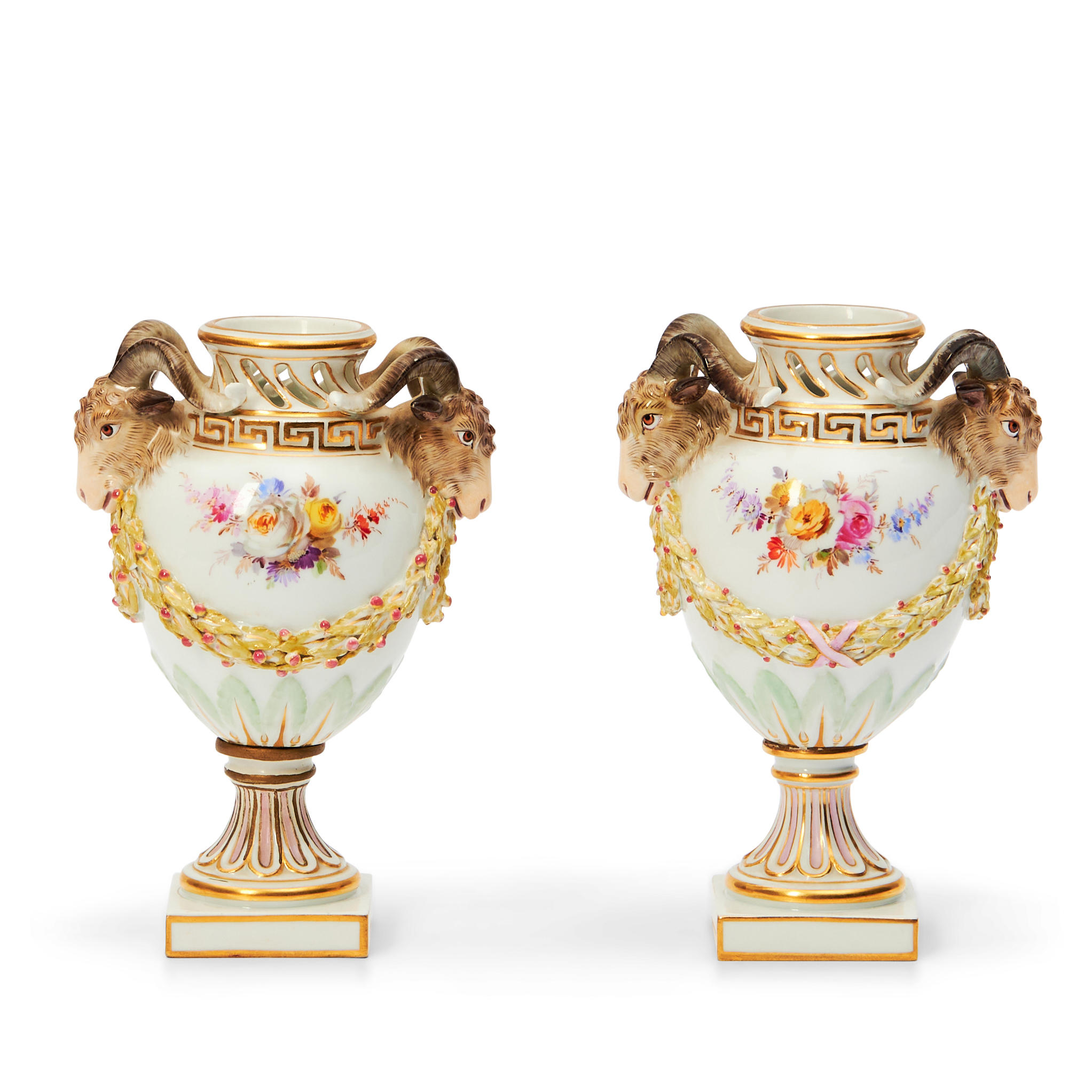 Appraisal: PAIR OF MEISSEN PORCELAIN VASES Germany late th century each