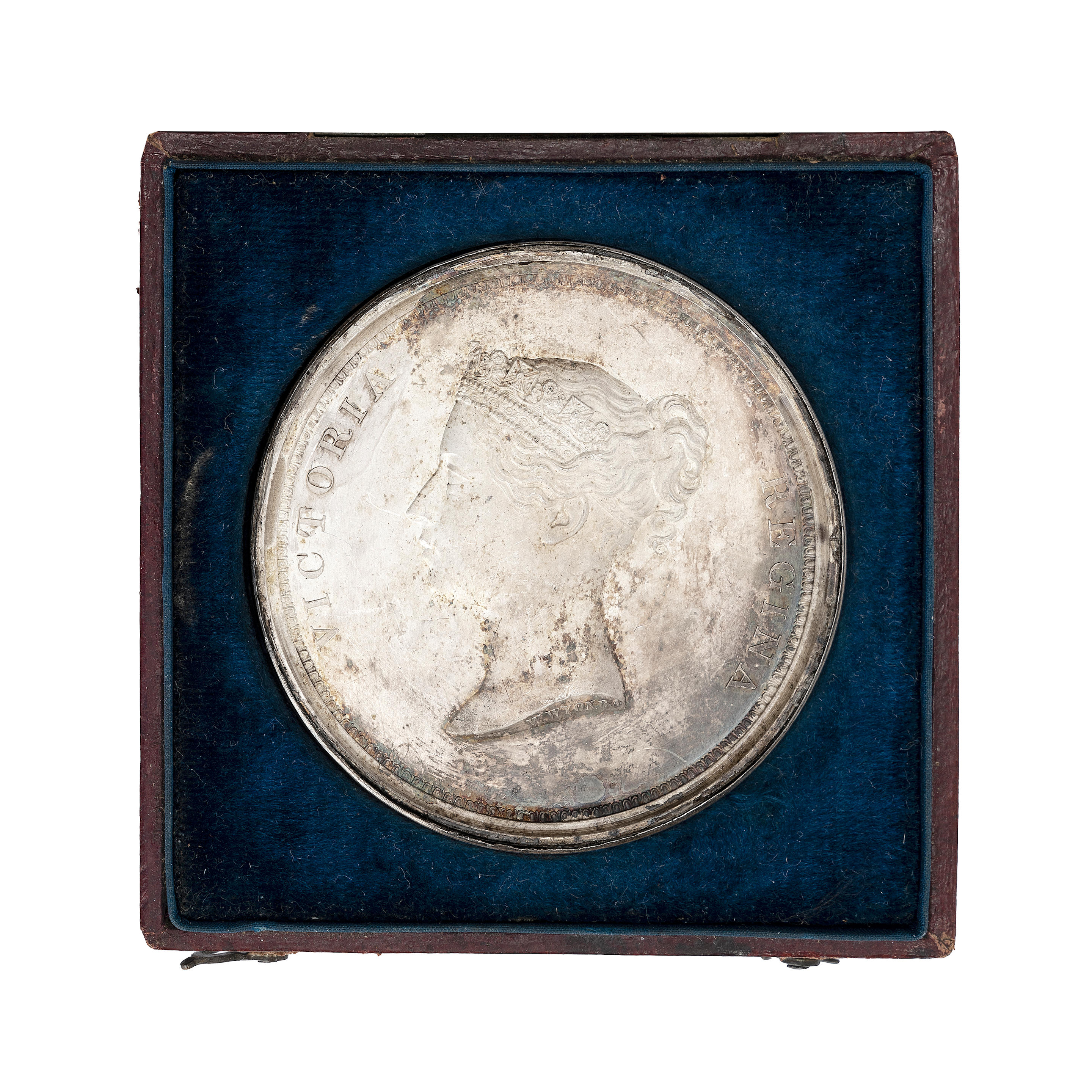 Appraisal: A RARE VICTORIAN CASED SILVER MEDALLION COMMEMORATING THE YOUNG QUEEN