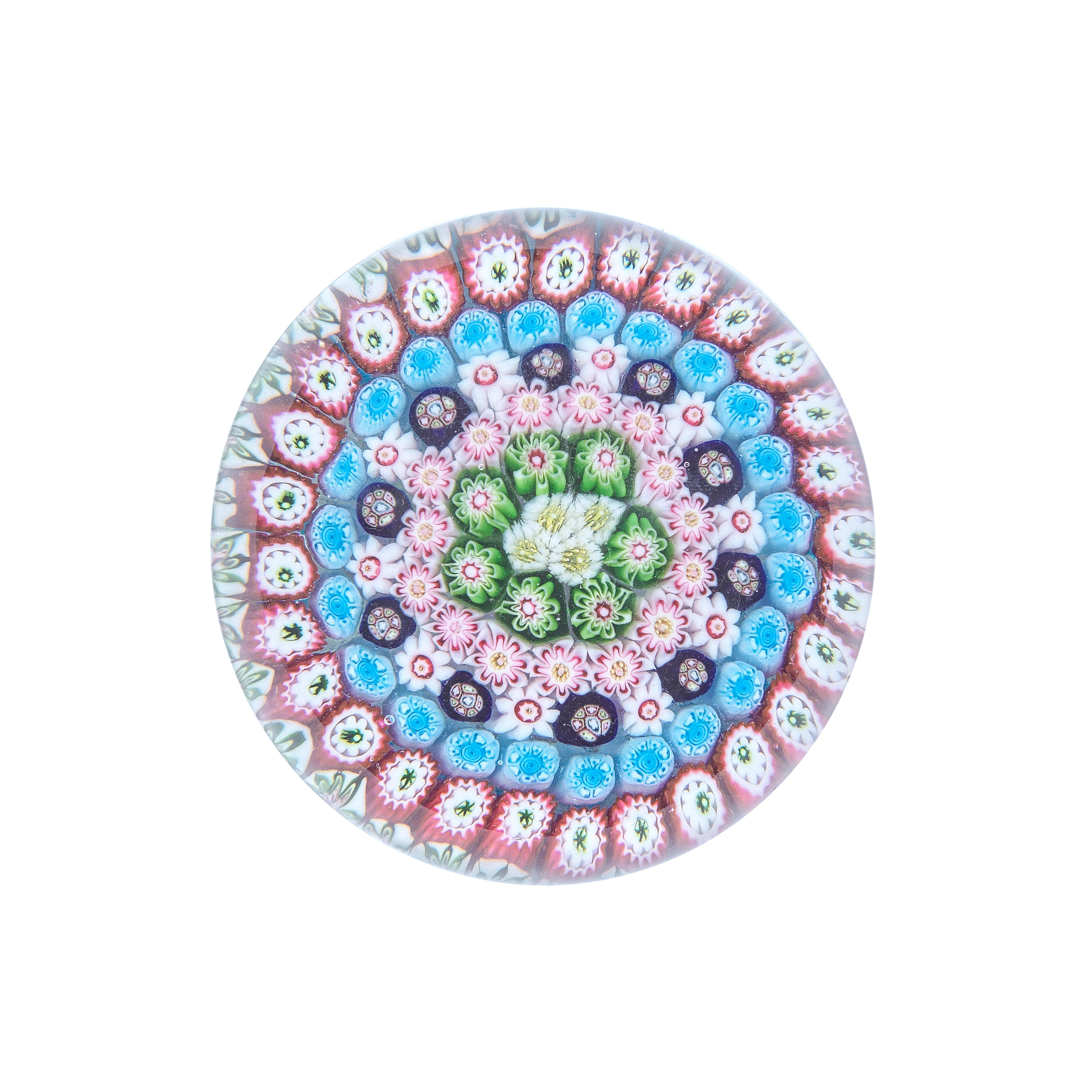 Appraisal: A CLICHY CONCENTRIC MILLEFIORI PIEDOUCHE PAPERWEIGHT CIRCA With an arrangement