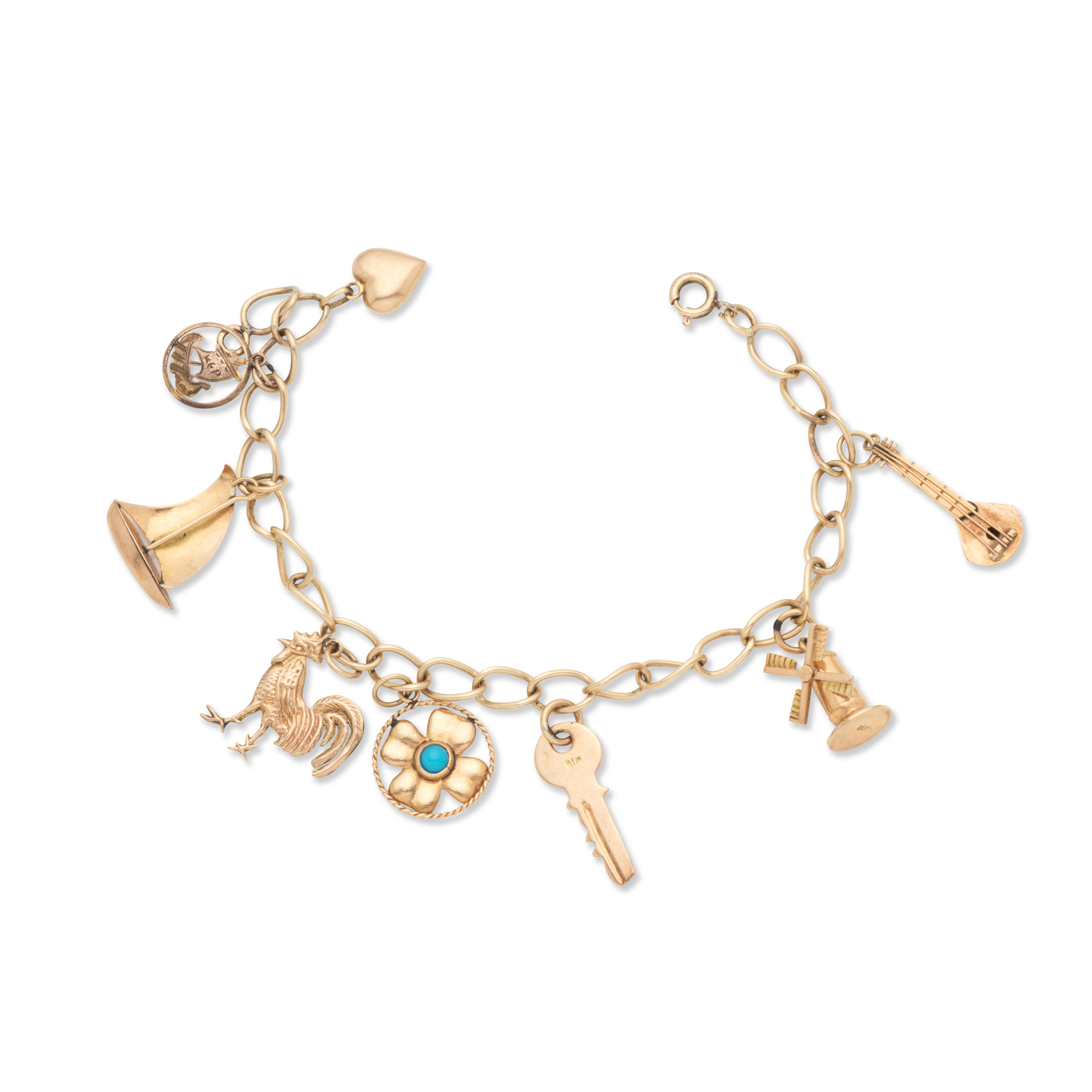 Appraisal: GOLD AND ENAMEL CHARM BRACELET BRACELET OR ET EMAIL French