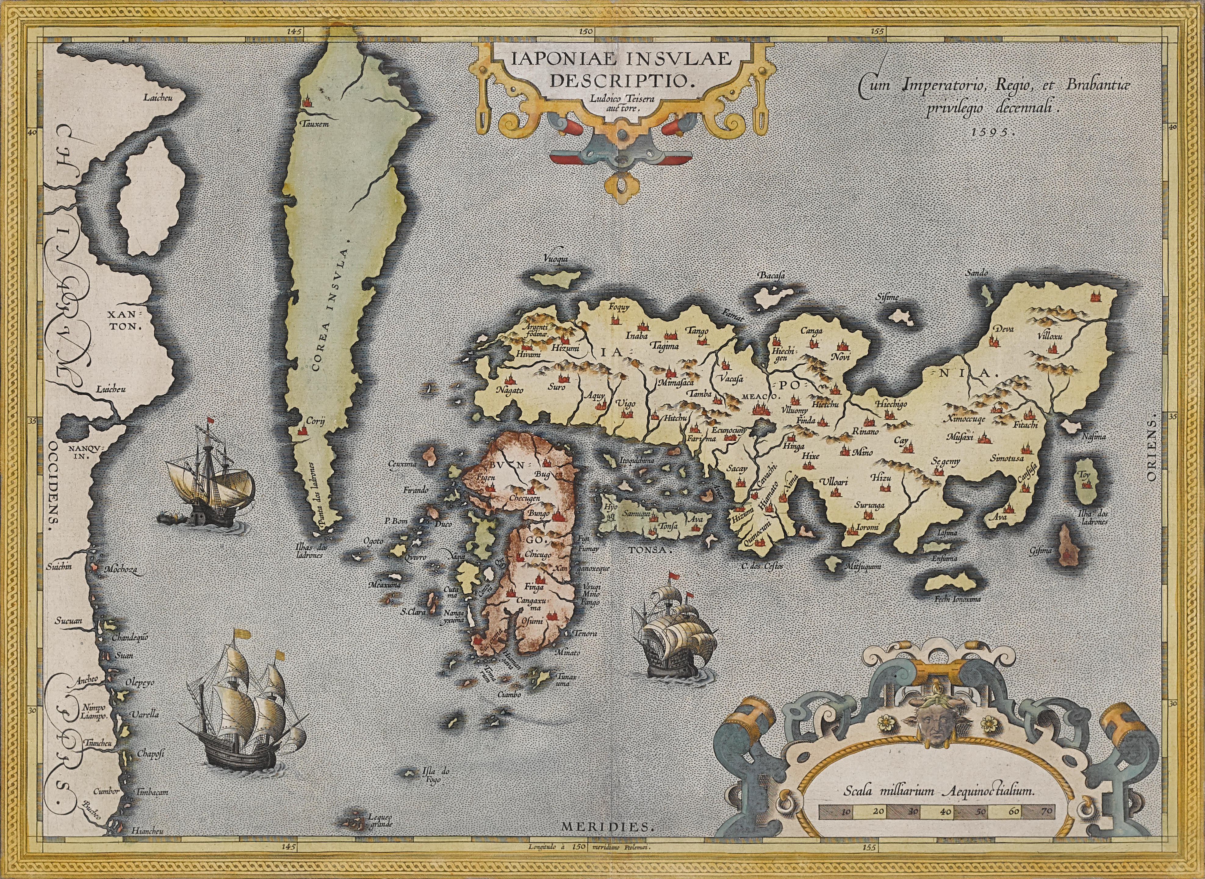 Appraisal: ORTELIUS ABRAHAM - Japoniae insulae descriptio Antwerp c Hand-colored double-page