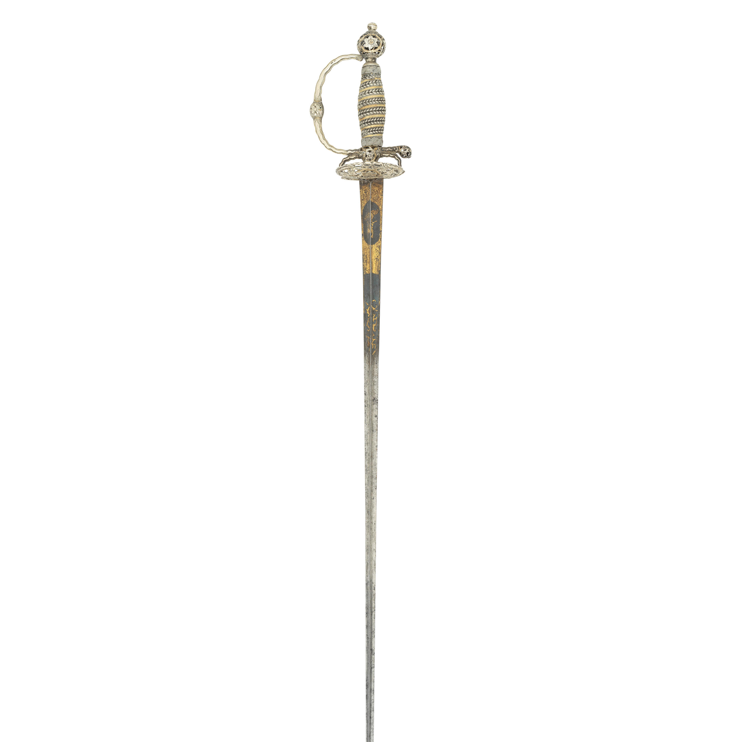 Appraisal: A CONTINENTAL SMALL-SWORD WITH PARCEL-GILT SILVER HILT MID- TH CENTURY