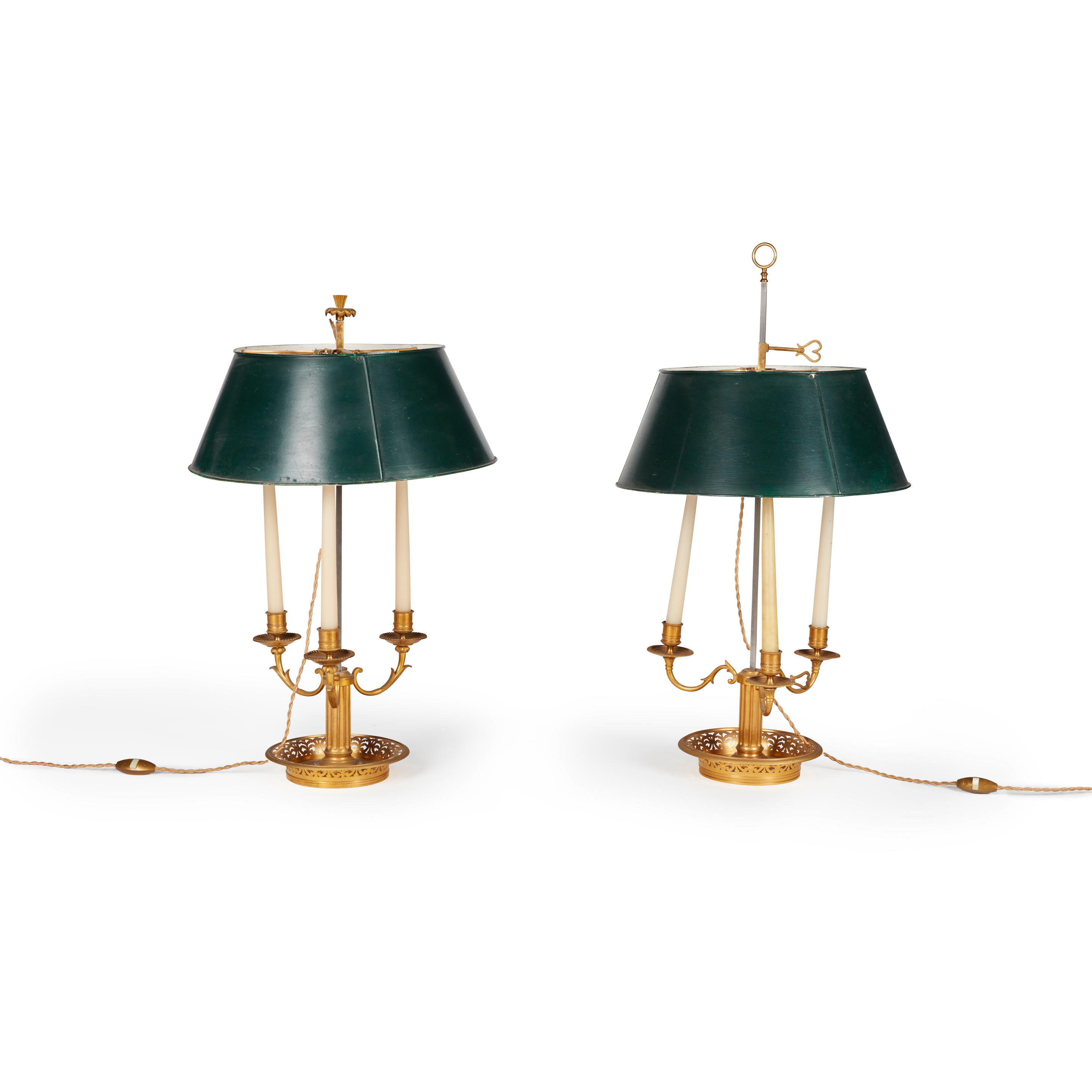 Appraisal: DEUX LAMPES BOUILLOTTES EN BRONZE ET T LE STYLE EMPIRE