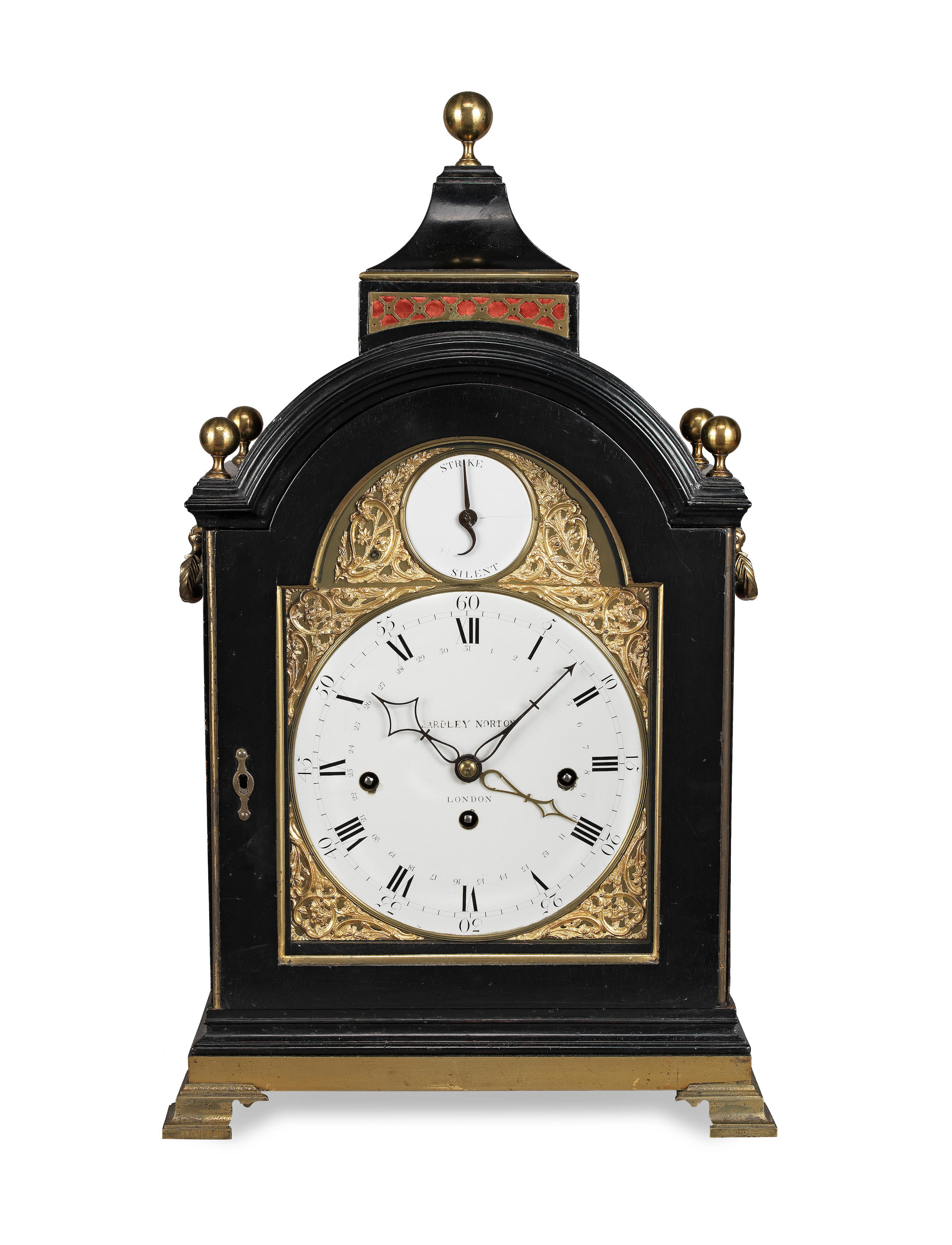 Appraisal: A LATE TH CENTURY EBONISED QUARTER CHIMING TABLE CLOCK WITH