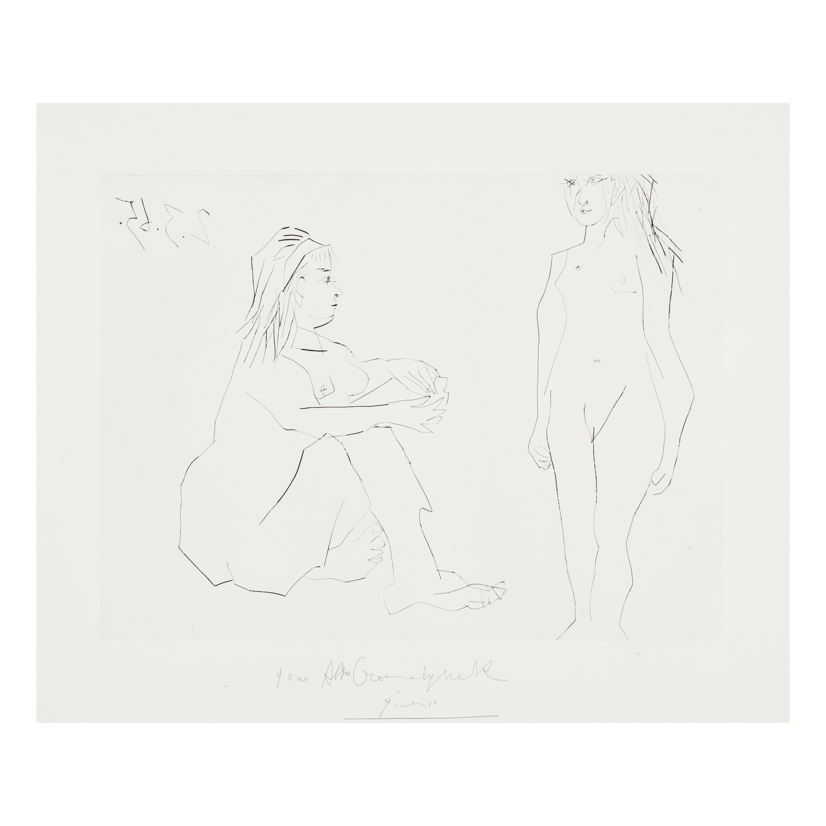 Appraisal: PABLO PICASSO - Deux Femmes IV Bloch Baer Drypoint on