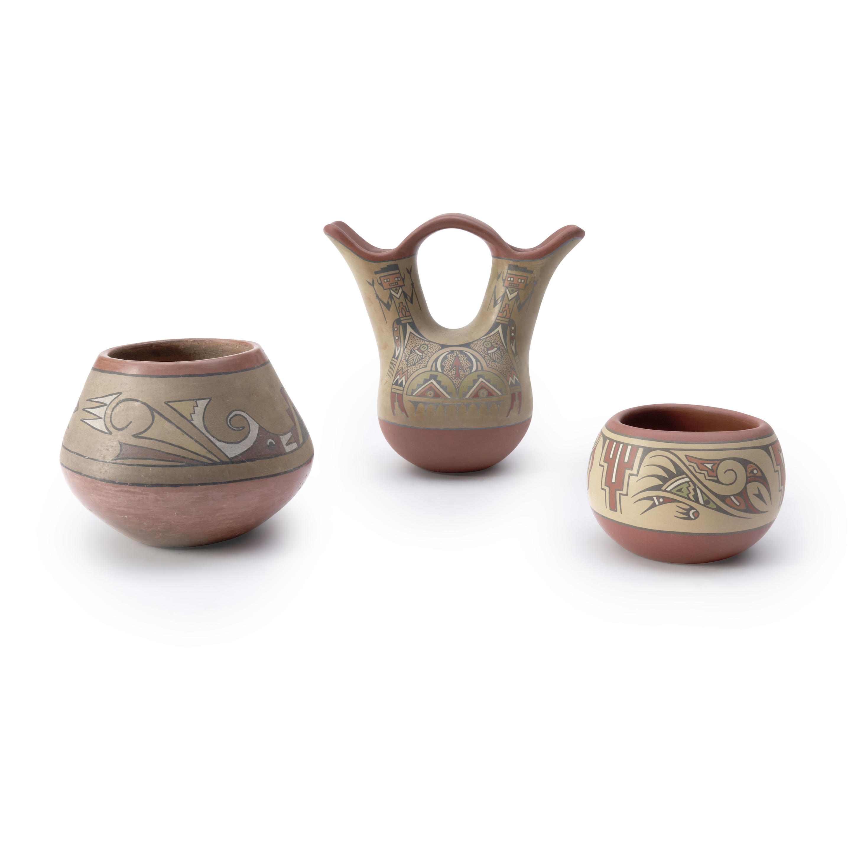 Appraisal: THREE SANTA CLARA POTTERY VESSELS One by Severa Tafoya Santa