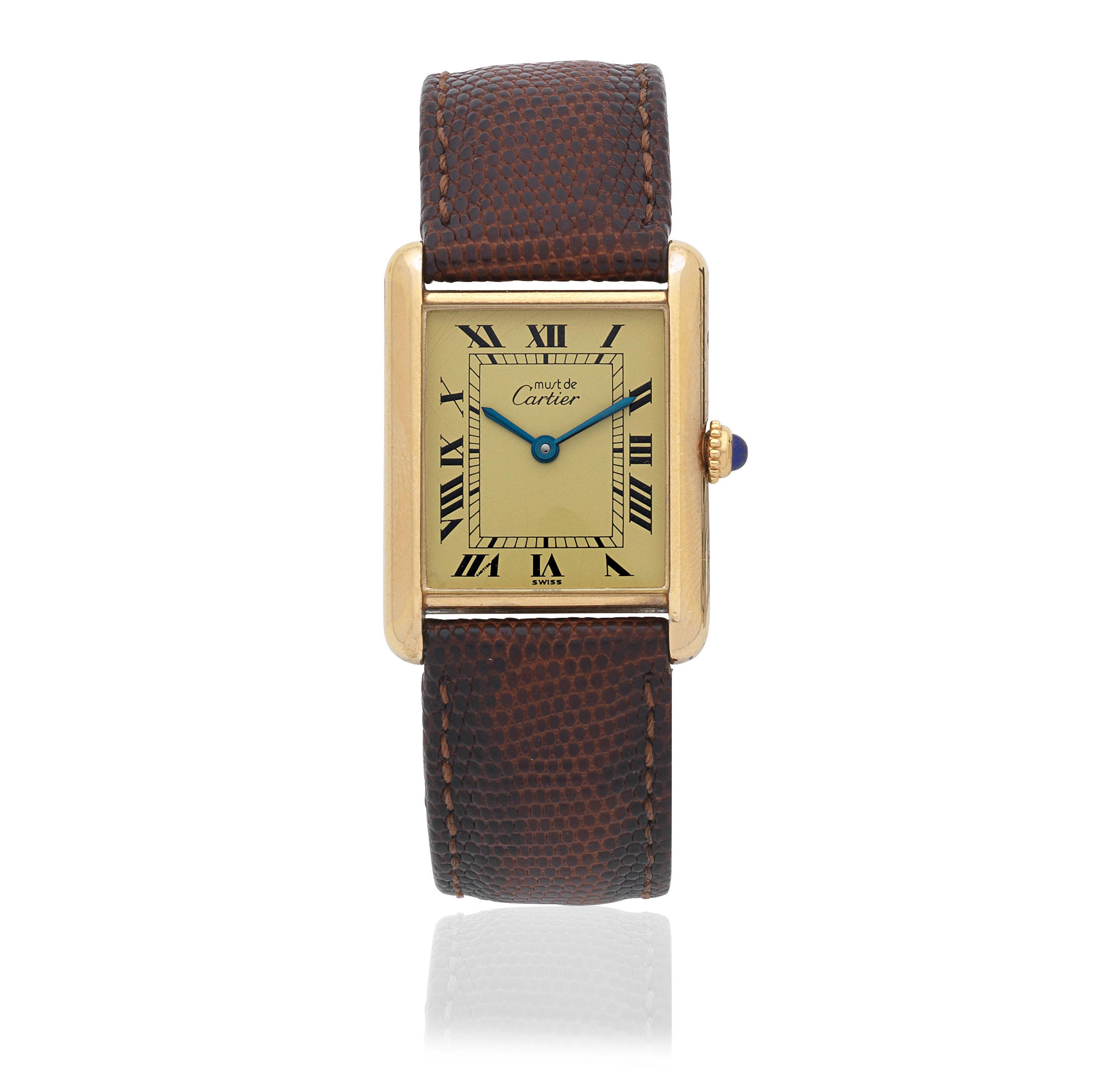 Appraisal: CARTIER A GOLD PLATED SILVER QUARTZ WRISTWATCH Model Tank Must