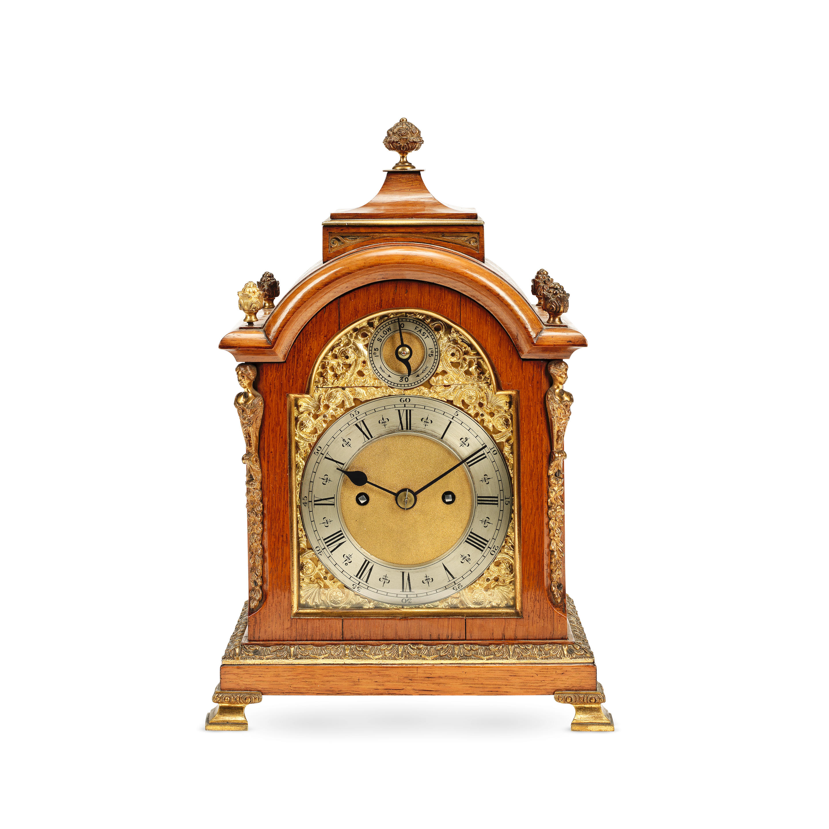 Appraisal: AN EARLY TH CENTURY GILT BRASS MOUNTED OAK TABLE CLOCK