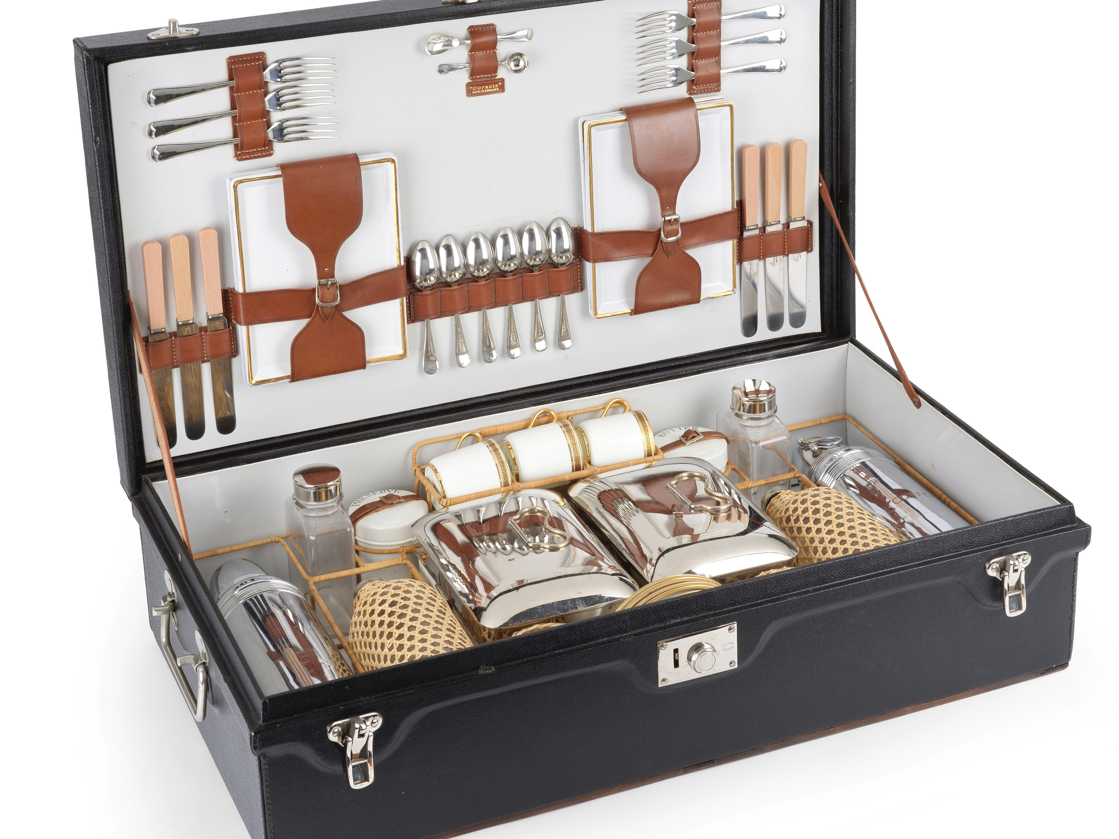 Appraisal: SIX-PERSON PICNIC SET G W SCOTT SONS OF LONDON CIRCA