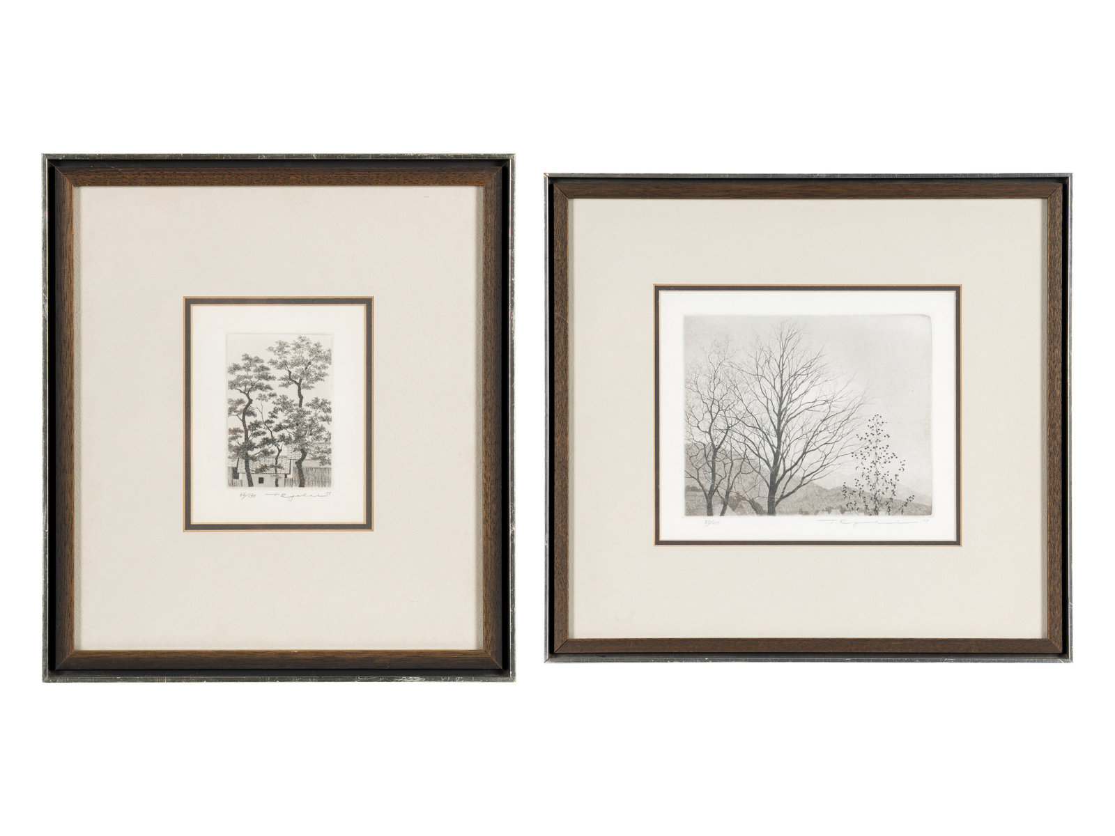 Appraisal: Tanaka Ryohei Japanese - Trees two etchings framed each signed