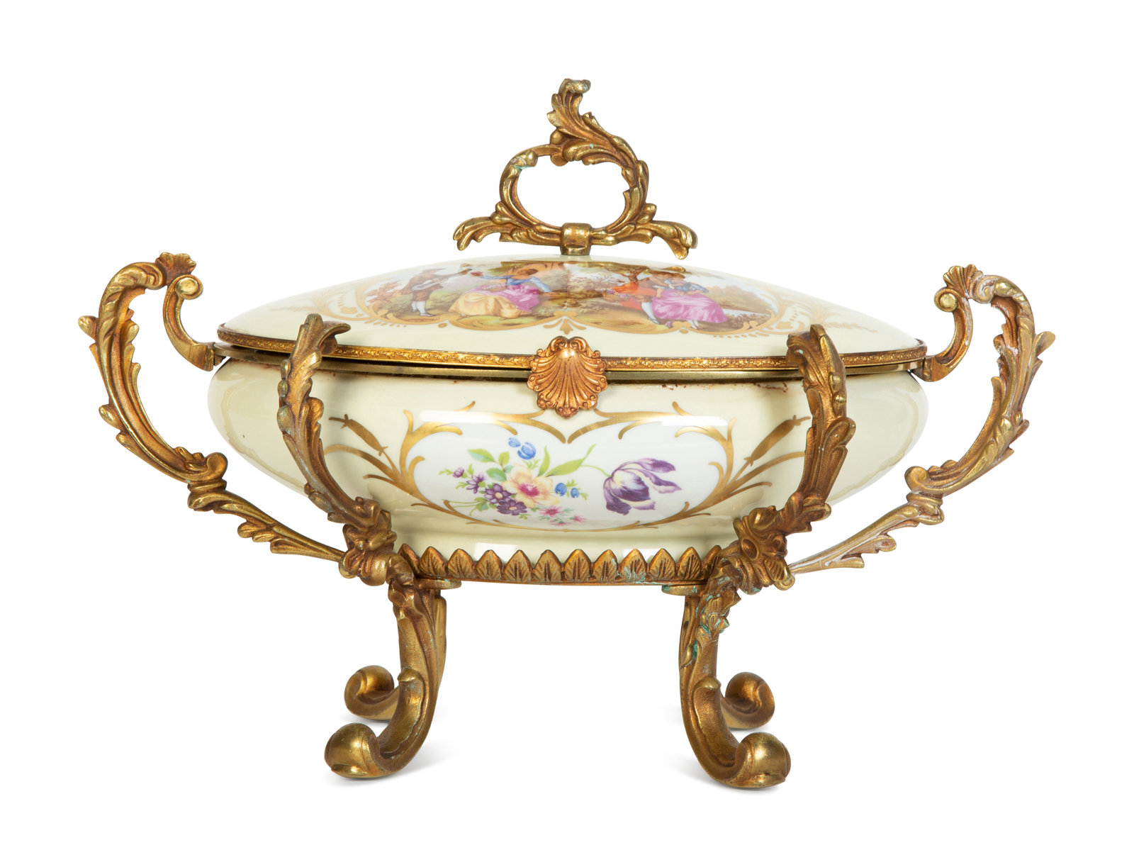 Appraisal: A Gilt Metal Mounted S vres Style Porcelain Table Casket