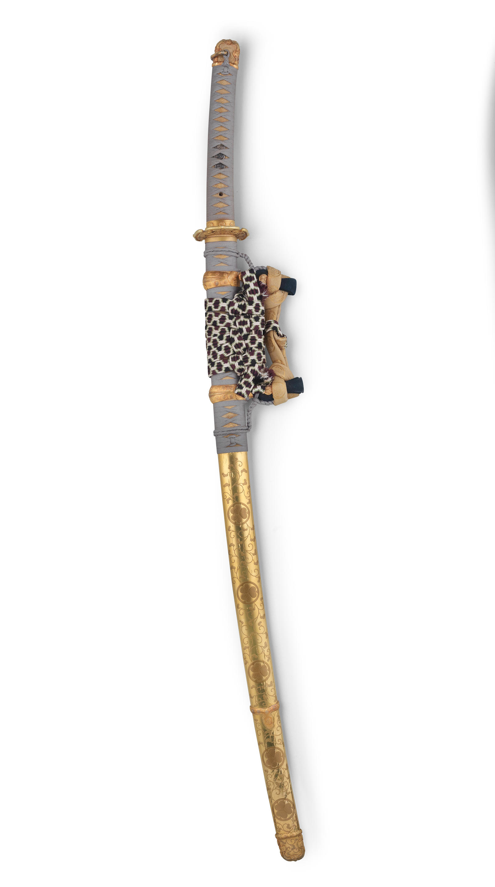 Appraisal: A KOSHIRA-E MOUNTING FOR A TACHI SLUNG SWORD IN ITOMAKI