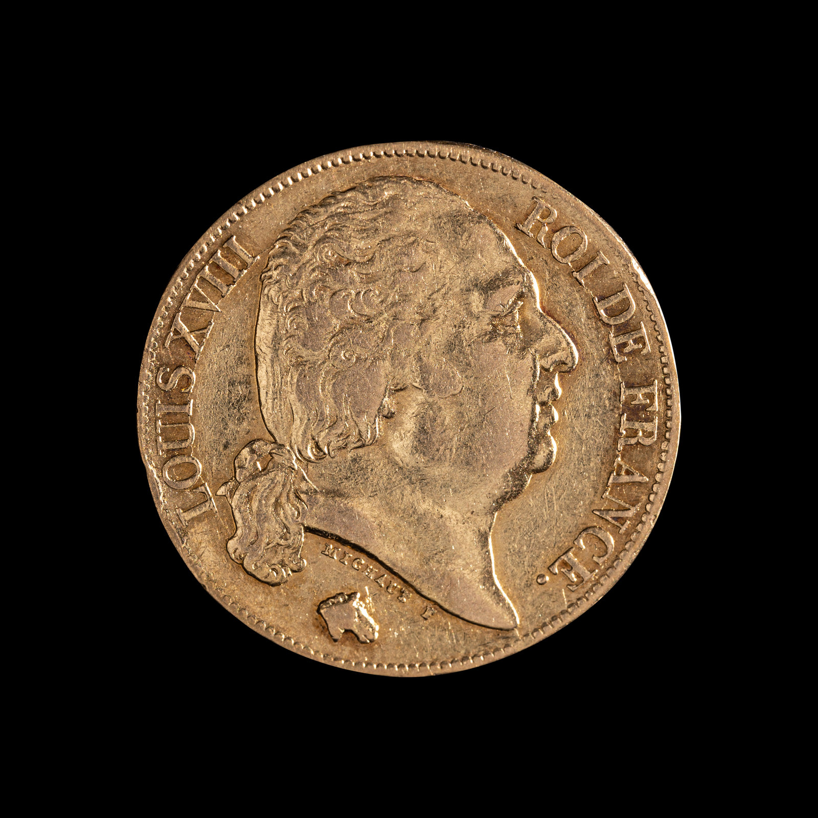 Appraisal: FRANCE -A Louis XVIII Franc Gold Coin Property from the