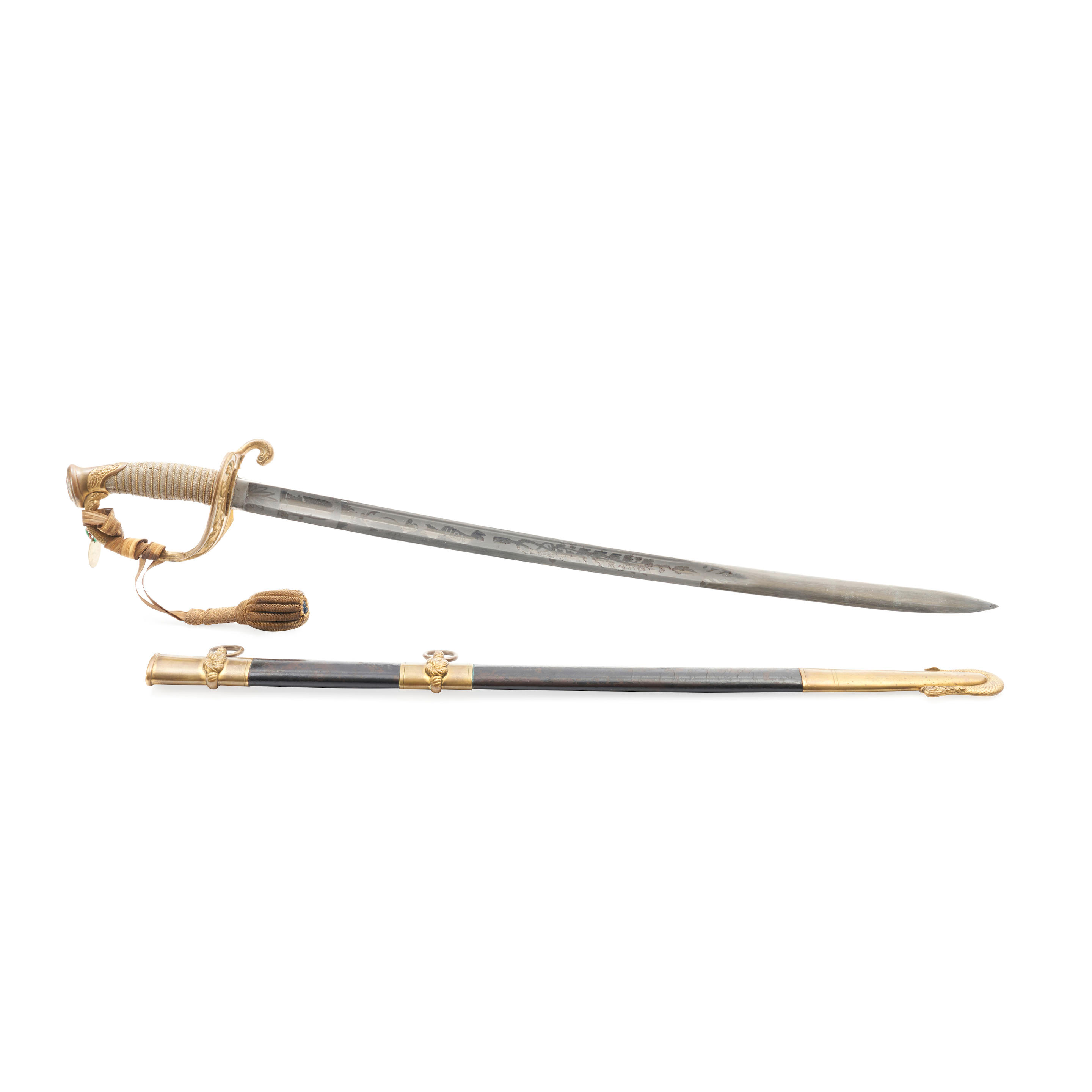 Appraisal: U S MODEL NAVAL OFFICER'S SWORD AND SCABBARD AMES MANUFACTURING