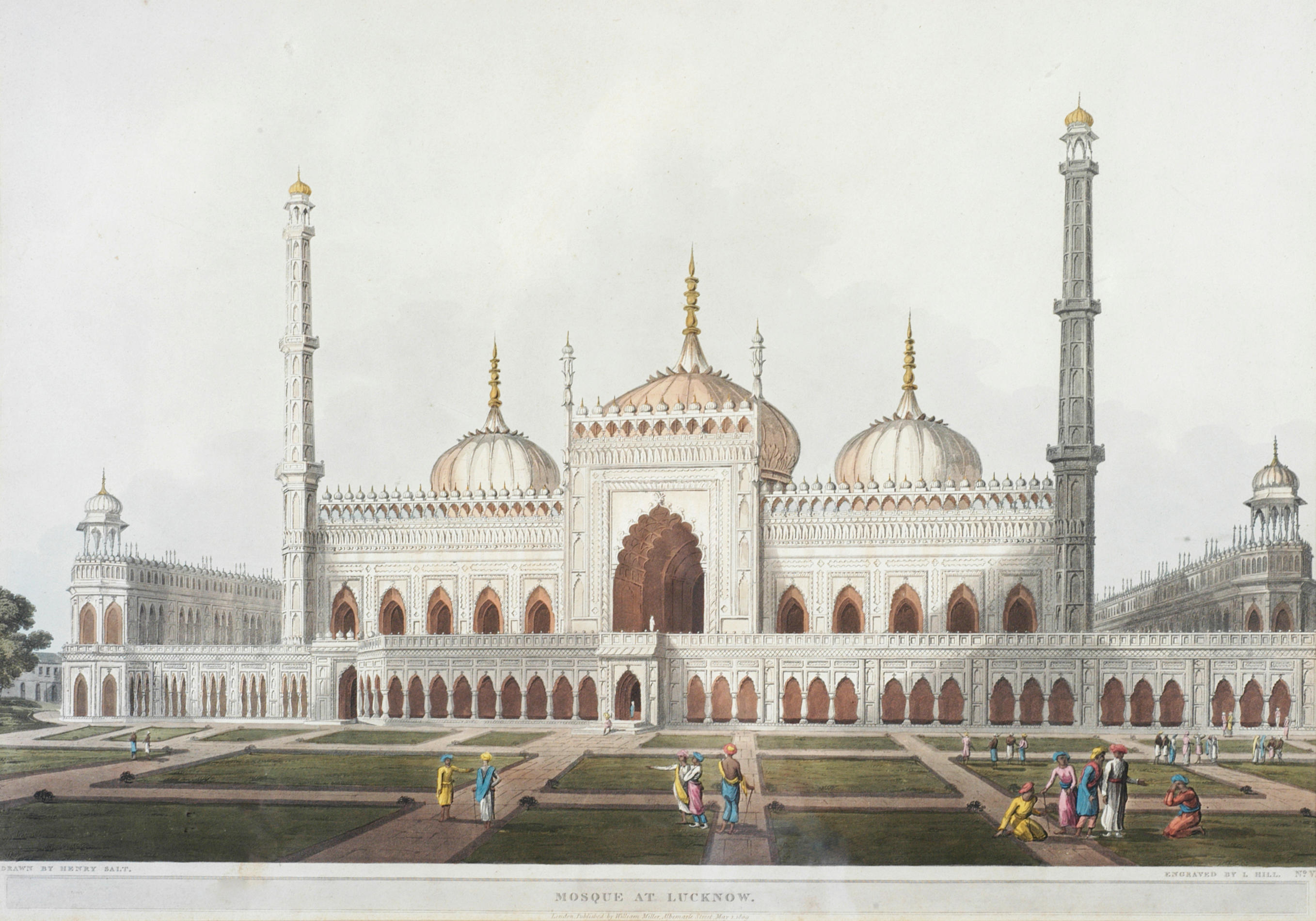 Appraisal: SALT HENRY Two prints Comprising Mosque at Lucknow Pagoda at