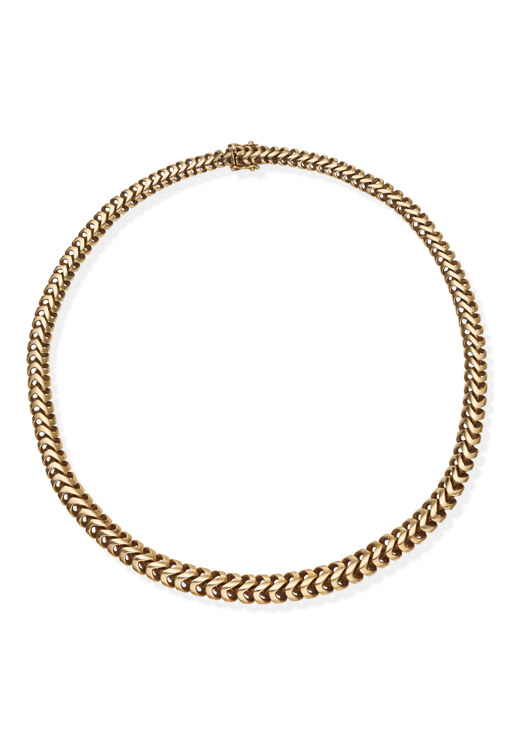 Appraisal: CT GOLD FANCY LINK NECKLACE Of snake link design weight