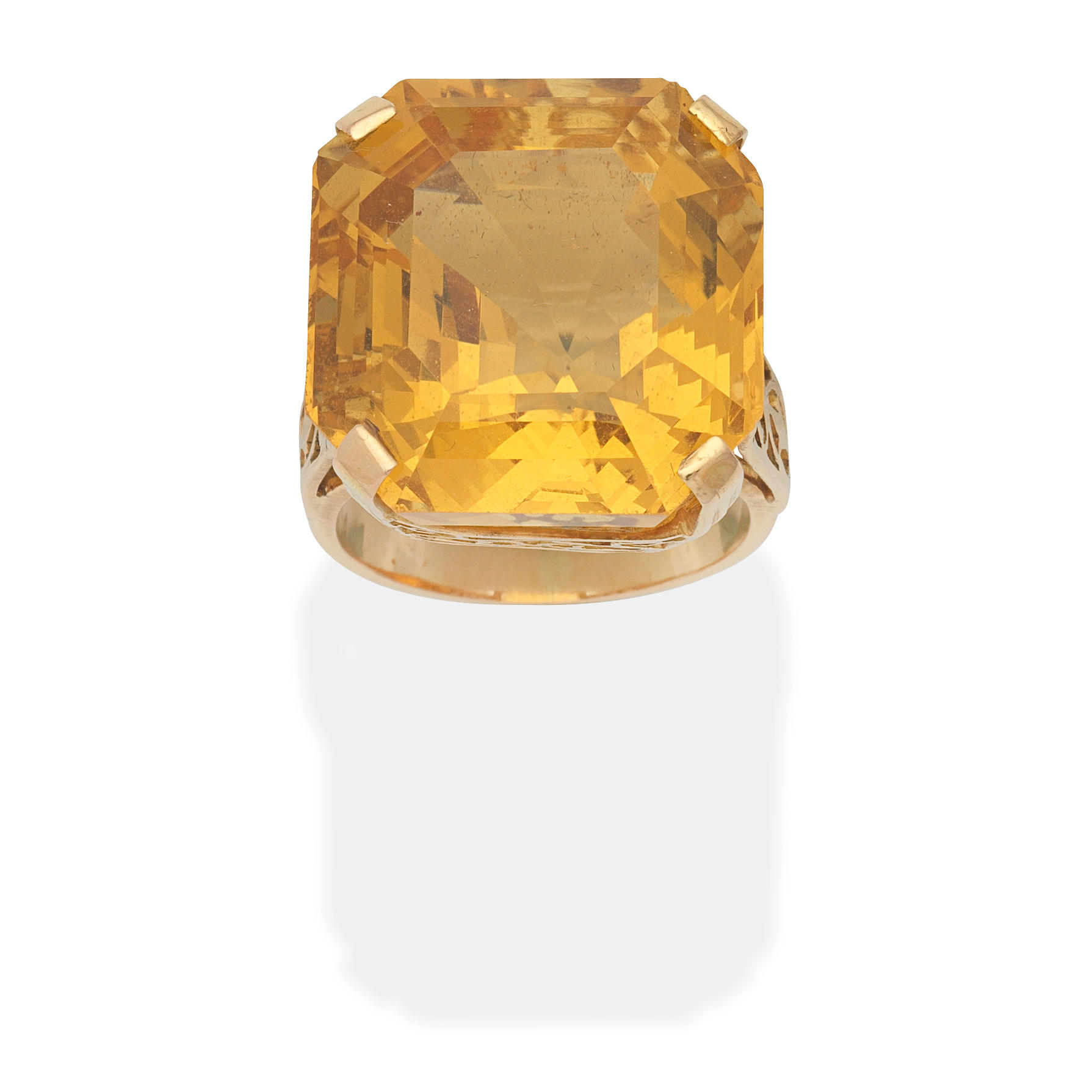 Appraisal: CITRINE DRESS RING Octagonal-cut citrine ring size approx J