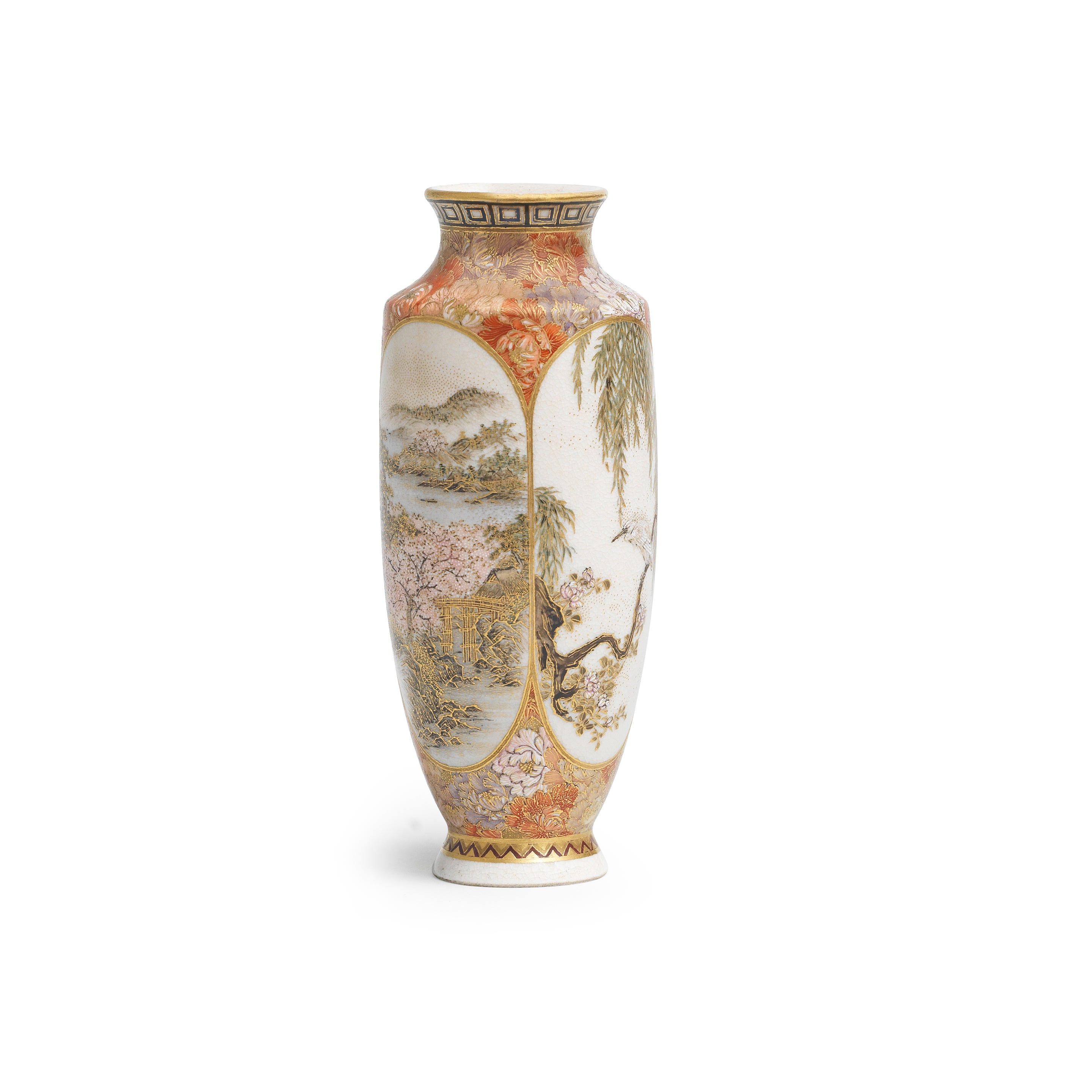 Appraisal: YABU MEIZAN - OF OSAKA A Satsuma Miniature Slender Vase