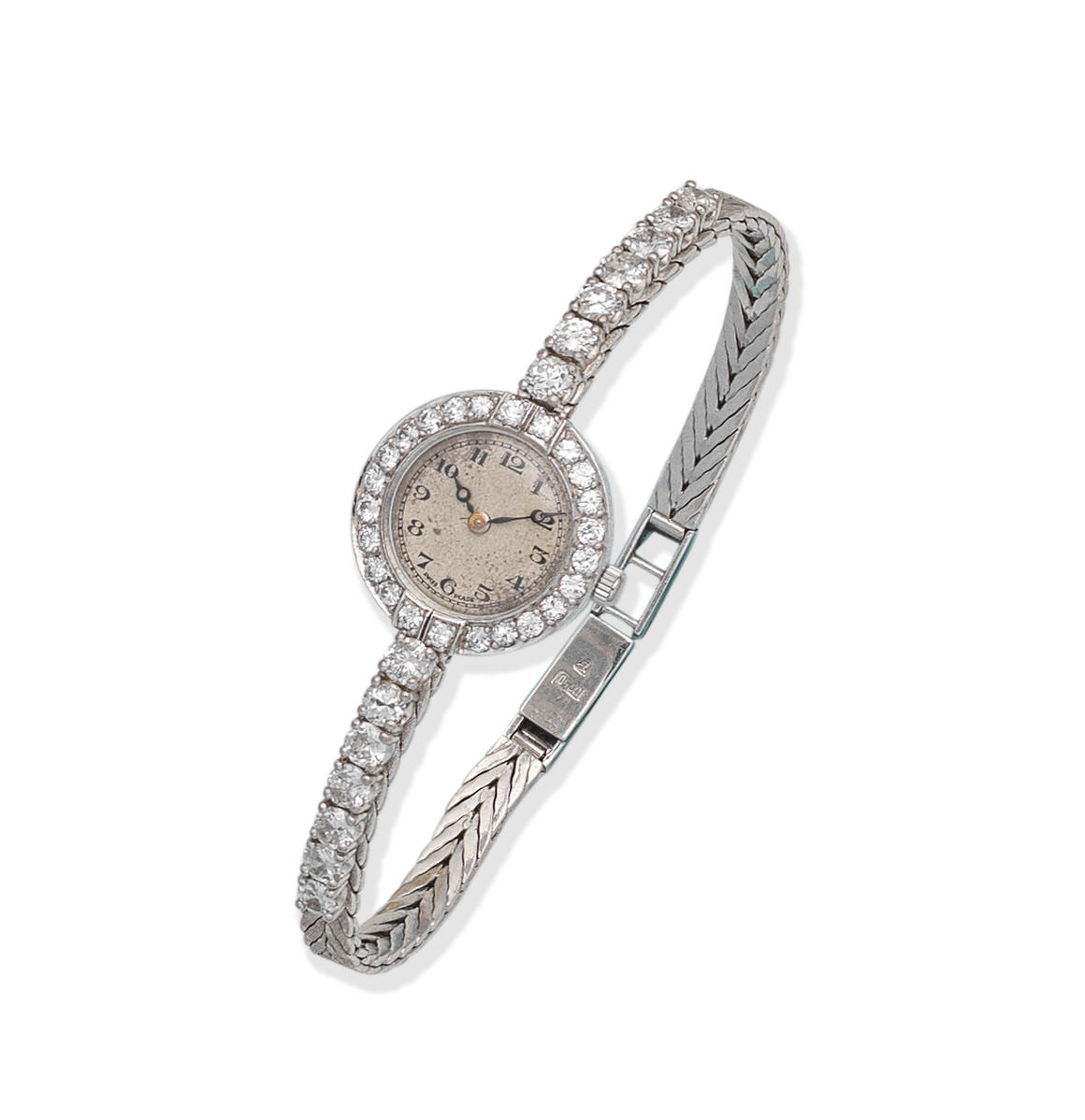 Appraisal: DIAMOND-SET DRESS WATCH The Art Deco case with circular dial