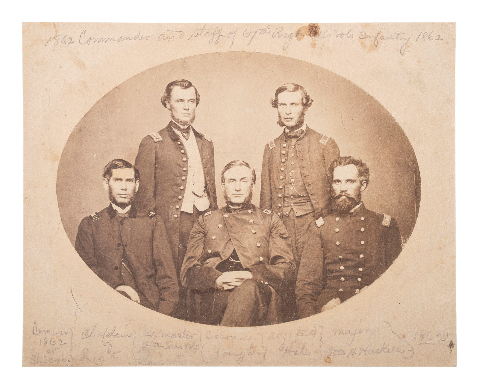 Appraisal: CIVIL WAR Albumen photograph of commanders amp staff of the