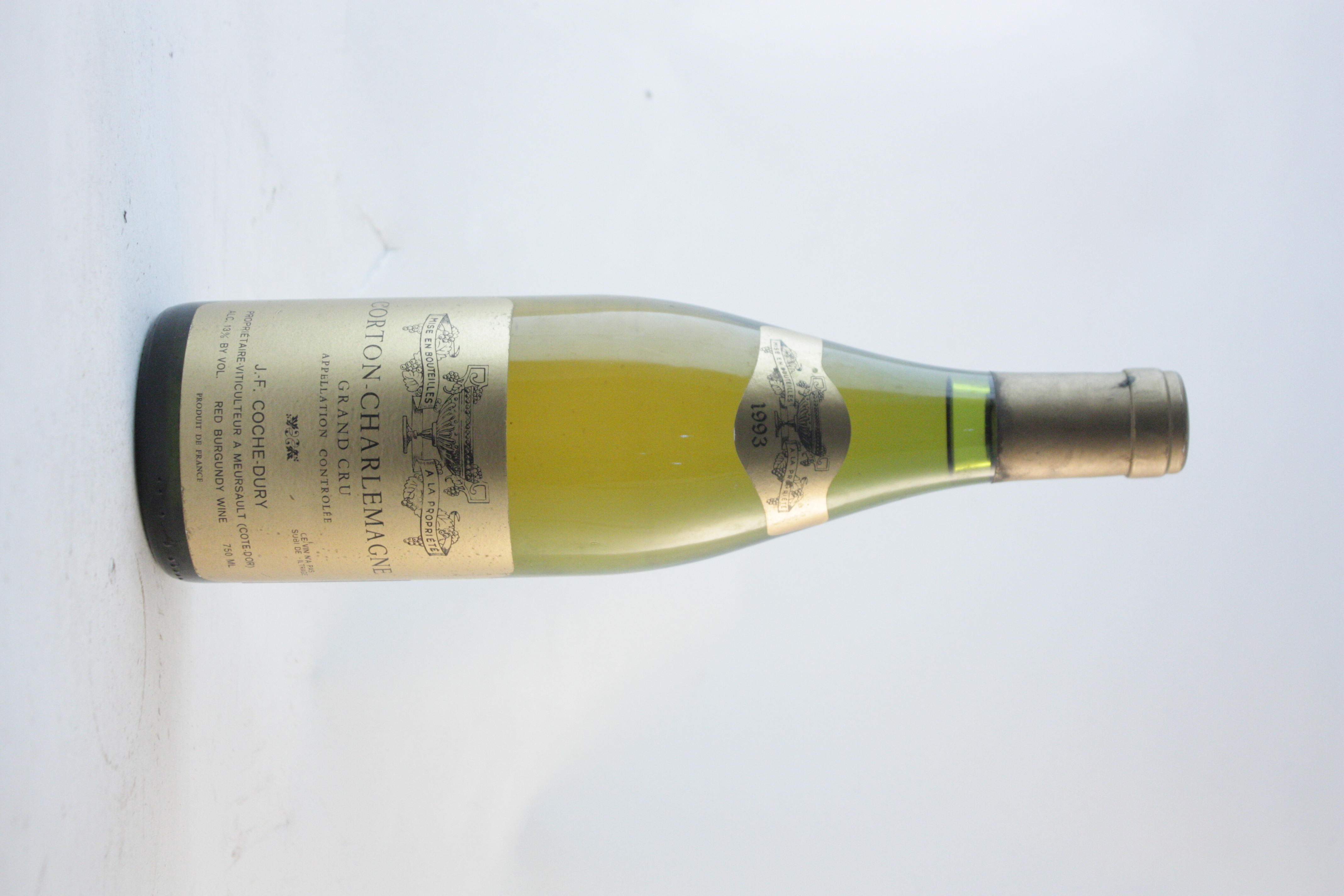 Appraisal: CORTON-CHARLEMAGNE J-F COCHE-DURY Corton-Charlemagne J-F Coche-Dury lightly bin-soiled label US