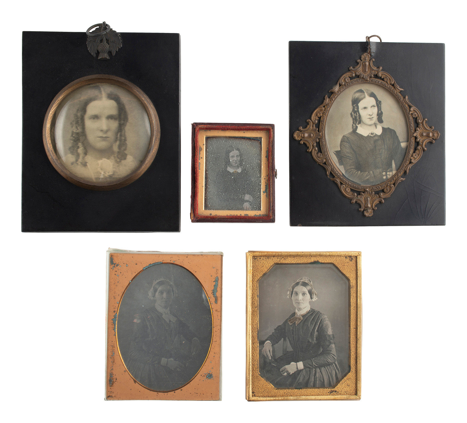 Appraisal: EARLY PHOTOGRAPHY A collection of pairs and trios of portraits