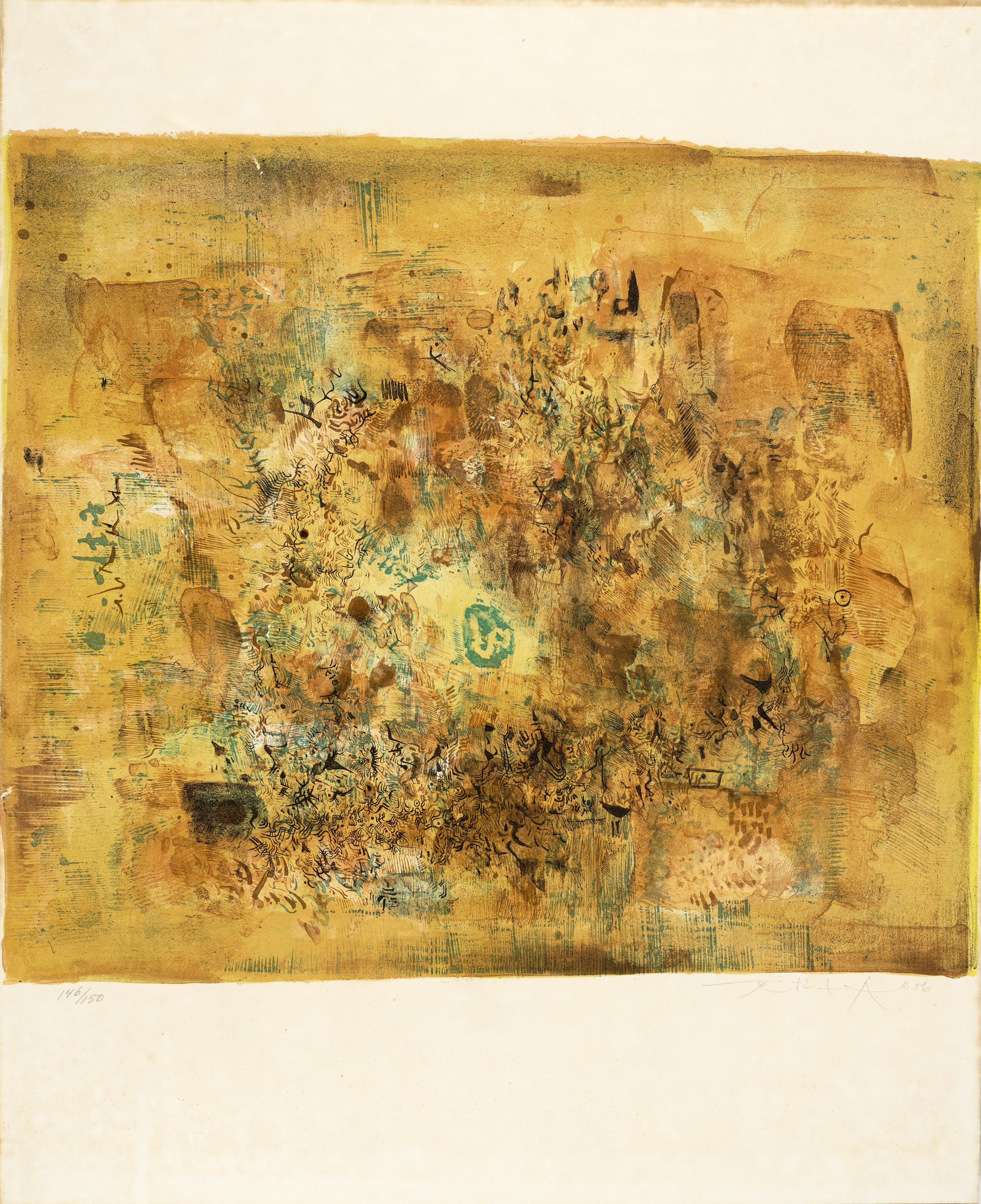 Appraisal: ZAO WOU-KI - Lithograph Framed and glazed lithograph printed in