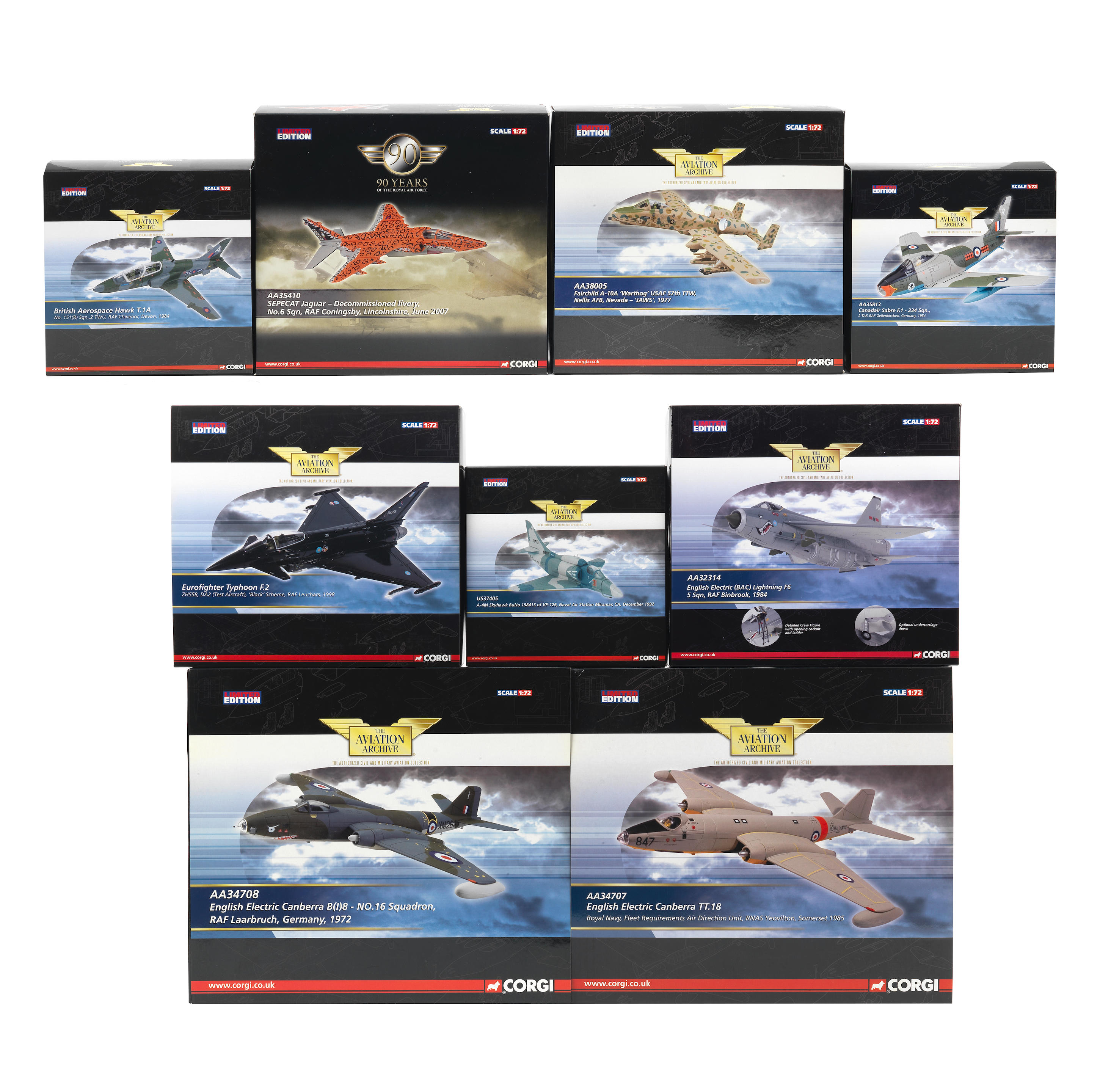 Appraisal: NINE BOXED SCALE LIMITED EDITION DIE-CAST MODELS OF MILITARY JET