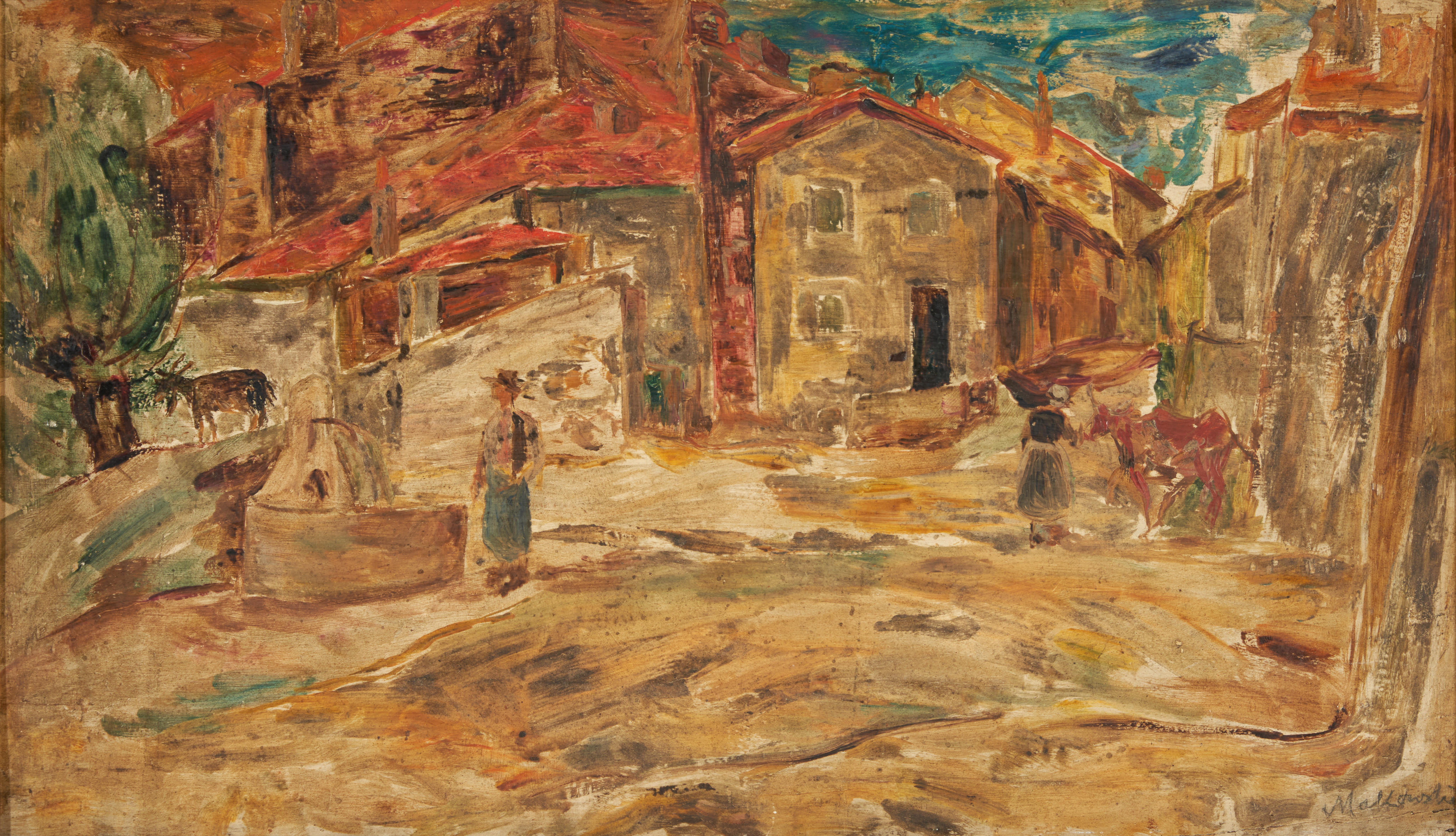 Appraisal: TADEUSZ MAKOWSKI POLISH - The Fountain in the Village Square