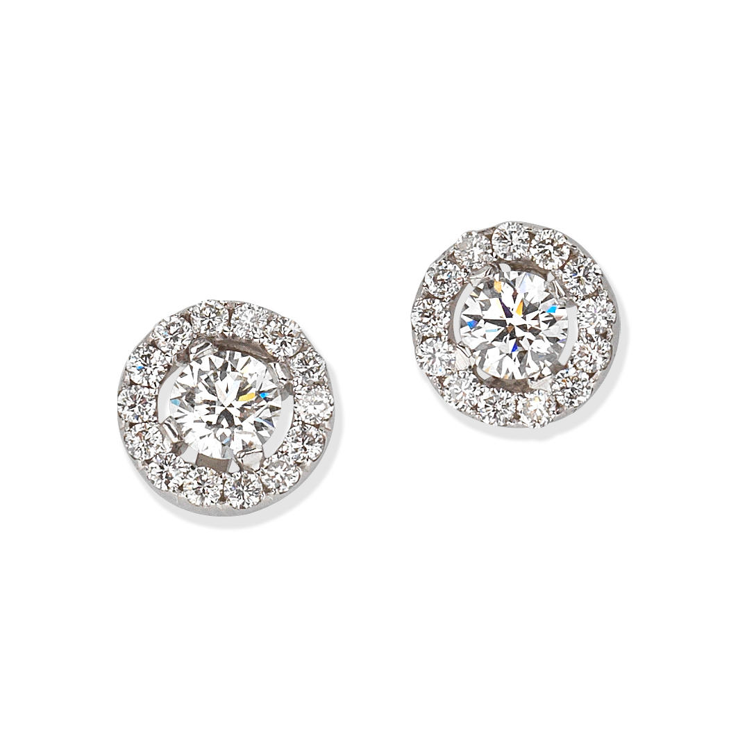 Appraisal: DIAMOND CLUSTER EARRINGS Brilliant-cut diamonds diamonds approx ct total length