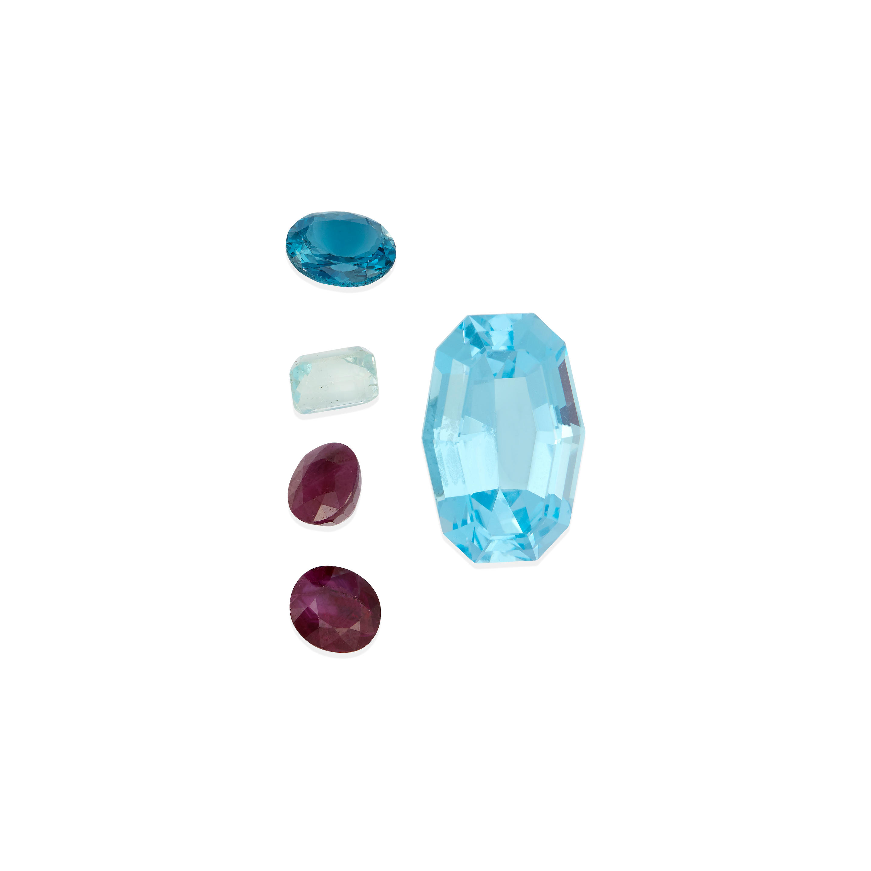 Appraisal: A GROUP OF LOOSE GEMSTONES A loose oval blue topaz