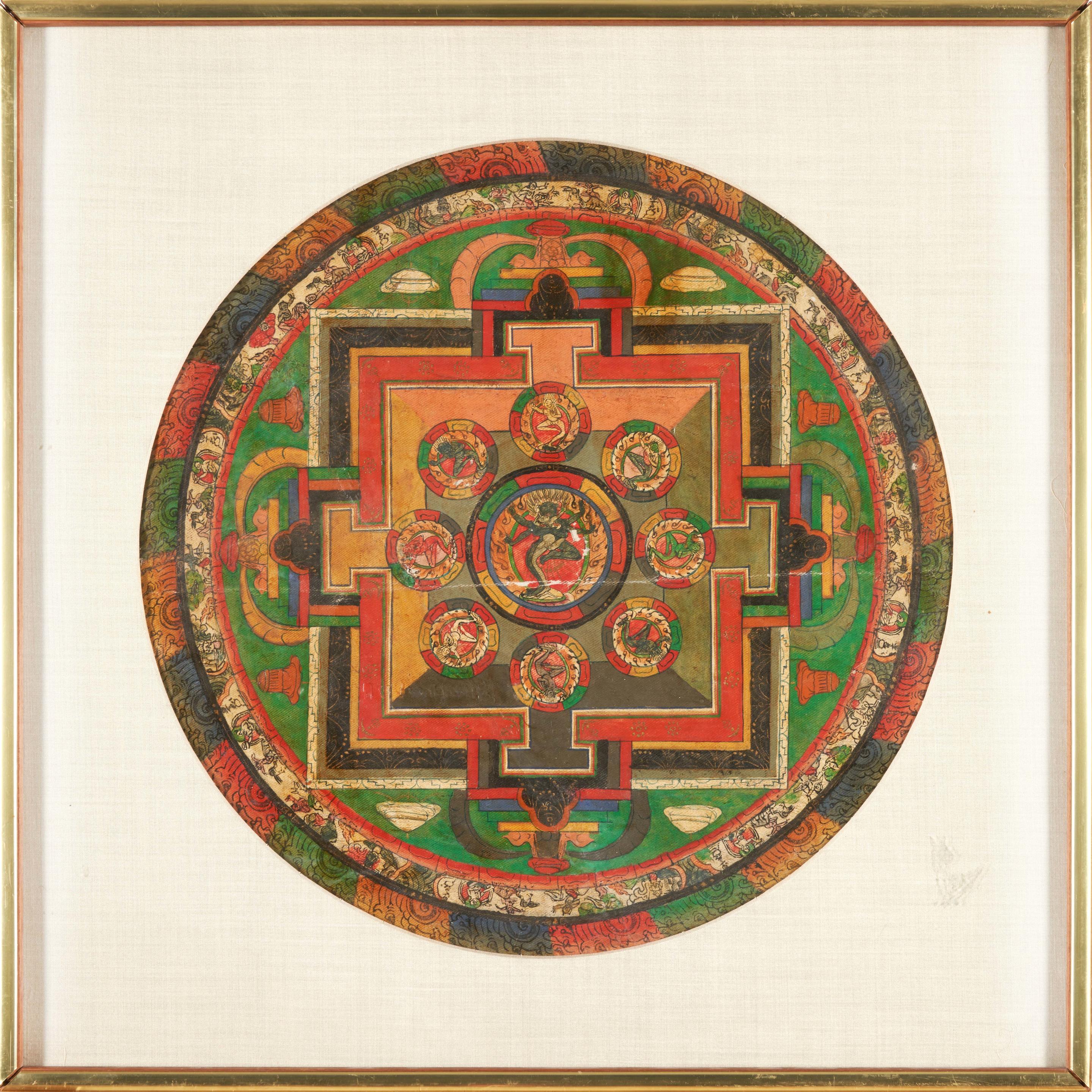 Appraisal: TIBETAN THANGKA Thangka depicting a Mandala Sino-Tibet mixed media on