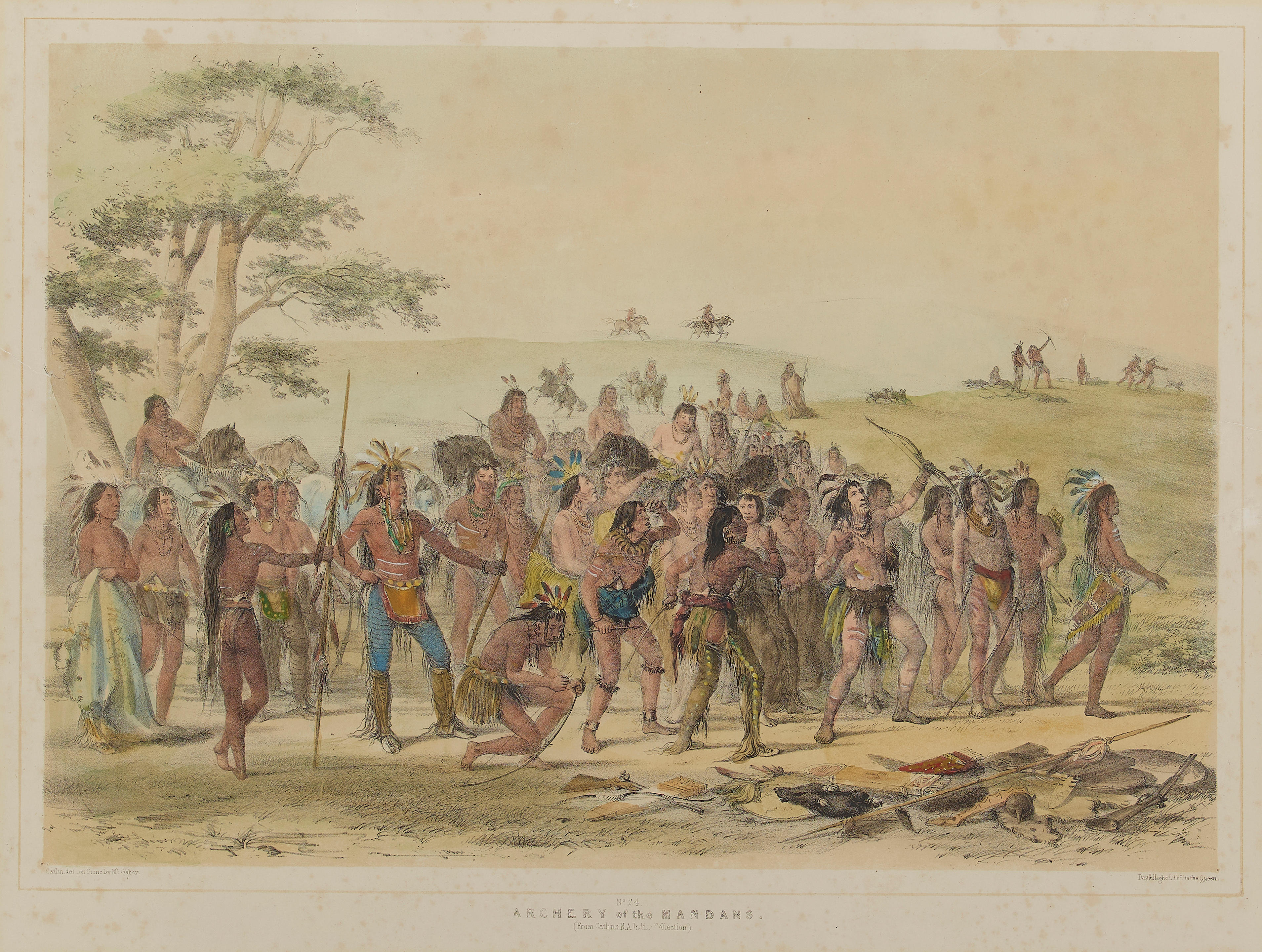 Appraisal: AFTER GEORGE CATLIN - Archery of the Mandans Lithograph with